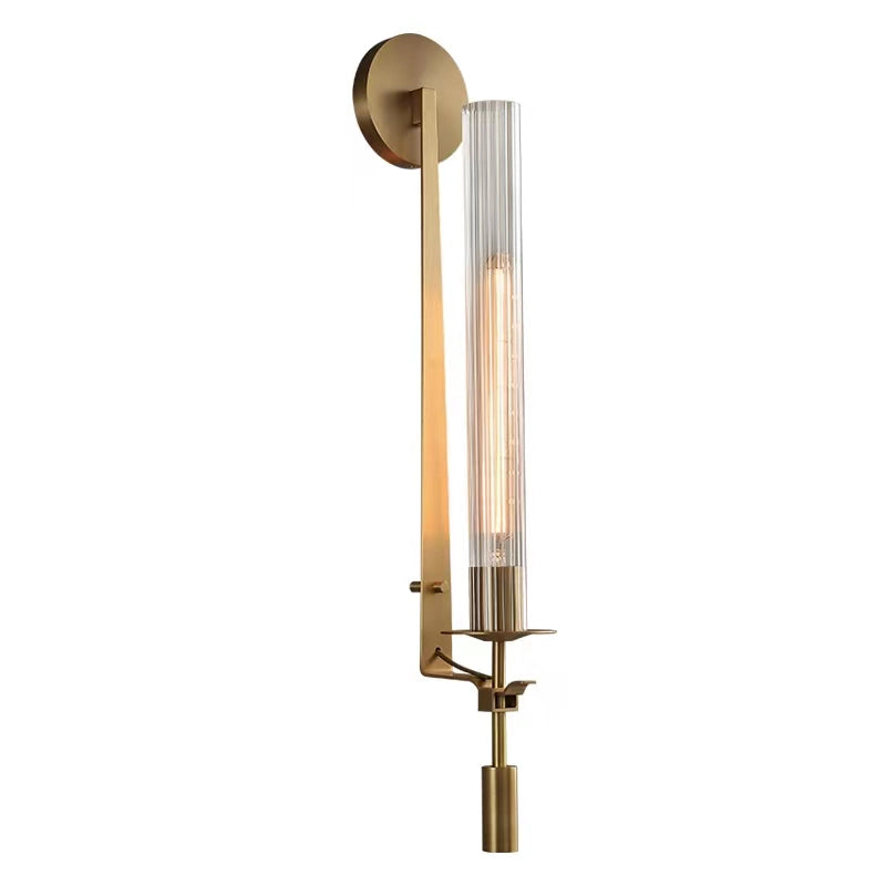 Ceshaisra French Classicism Plug-in Brass Glass Wall Lamp