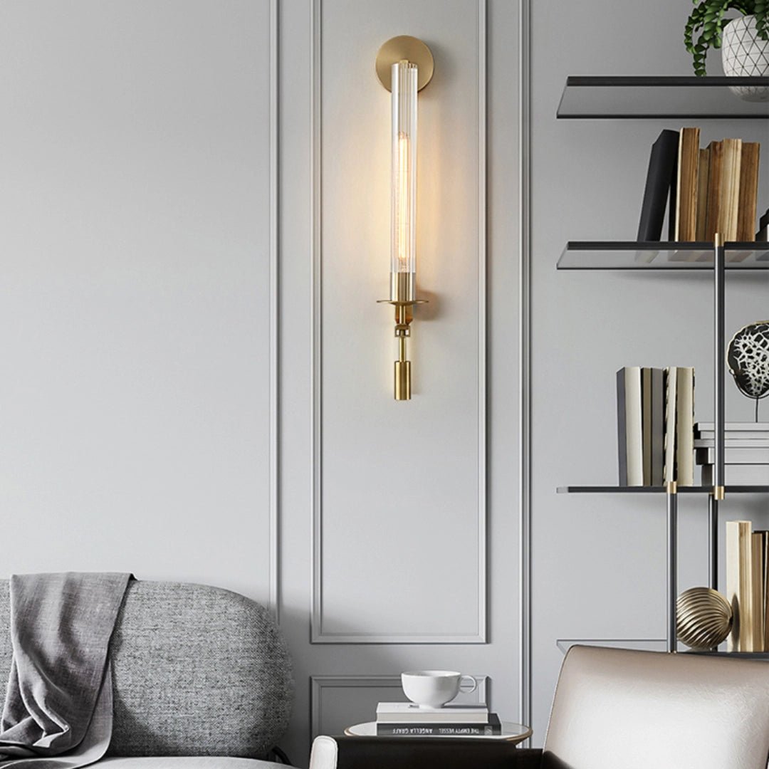Lustra Applique Murale Laiton Minimaliste Verre Cannelé