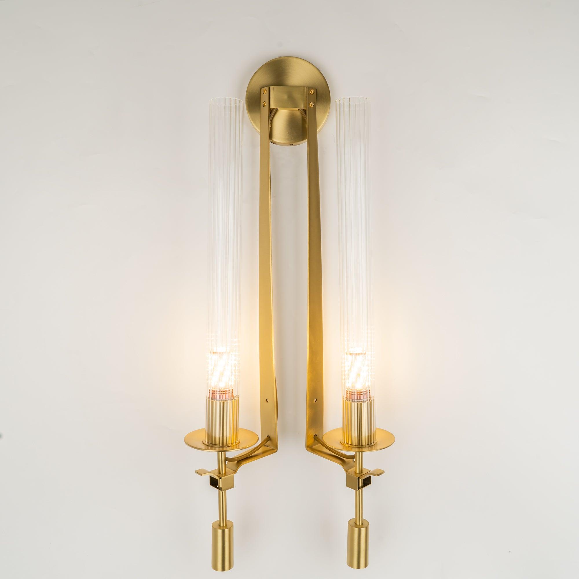 Ceshaisra French Classicism Plug-in Brass Glass Wall Lamp
