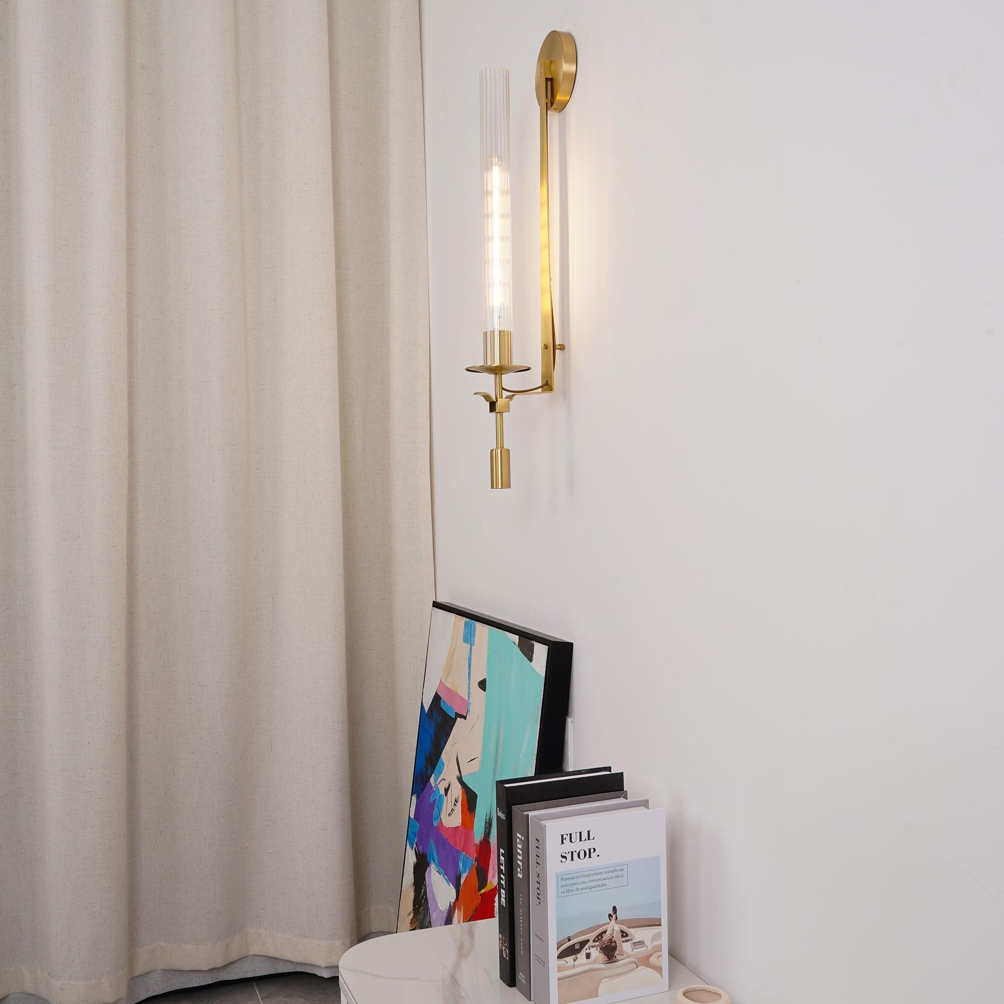 Lustra Applique Murale Laiton Minimaliste Verre Cannelé