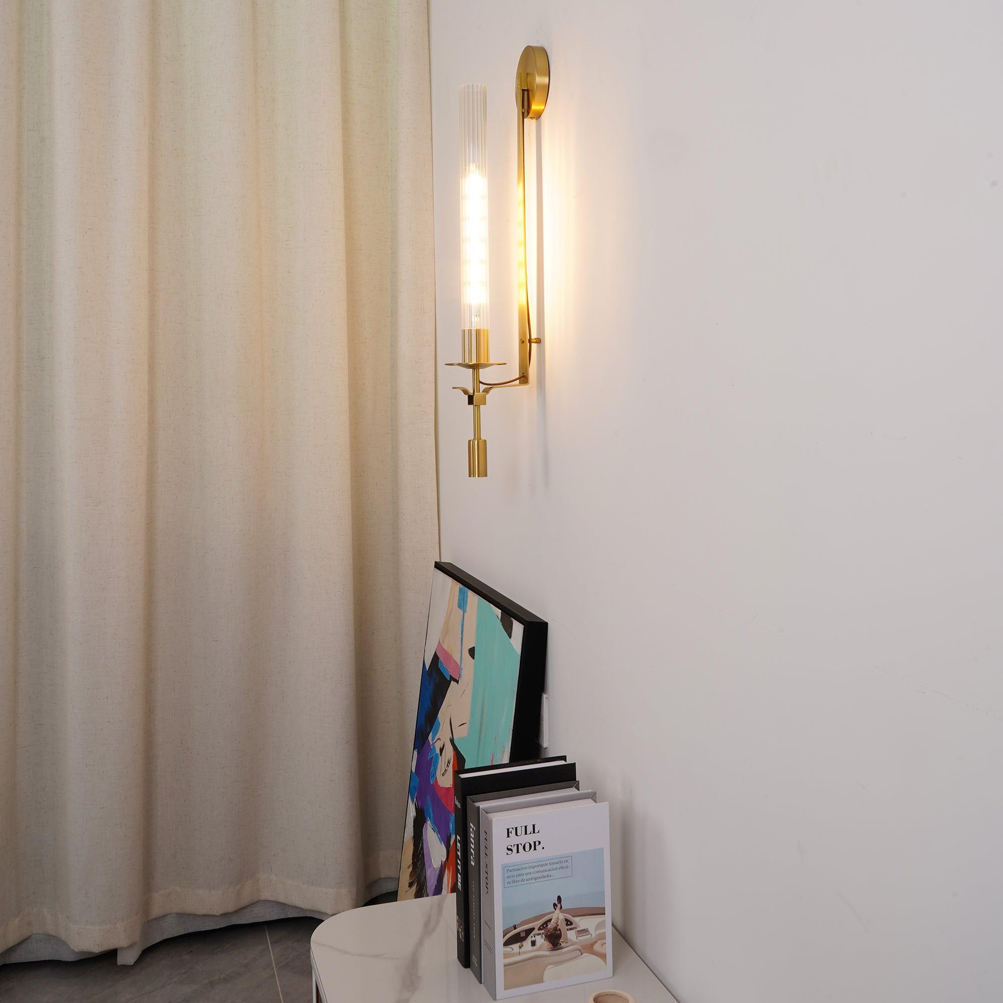 Lustra Applique Murale Laiton Minimaliste Verre Cannelé