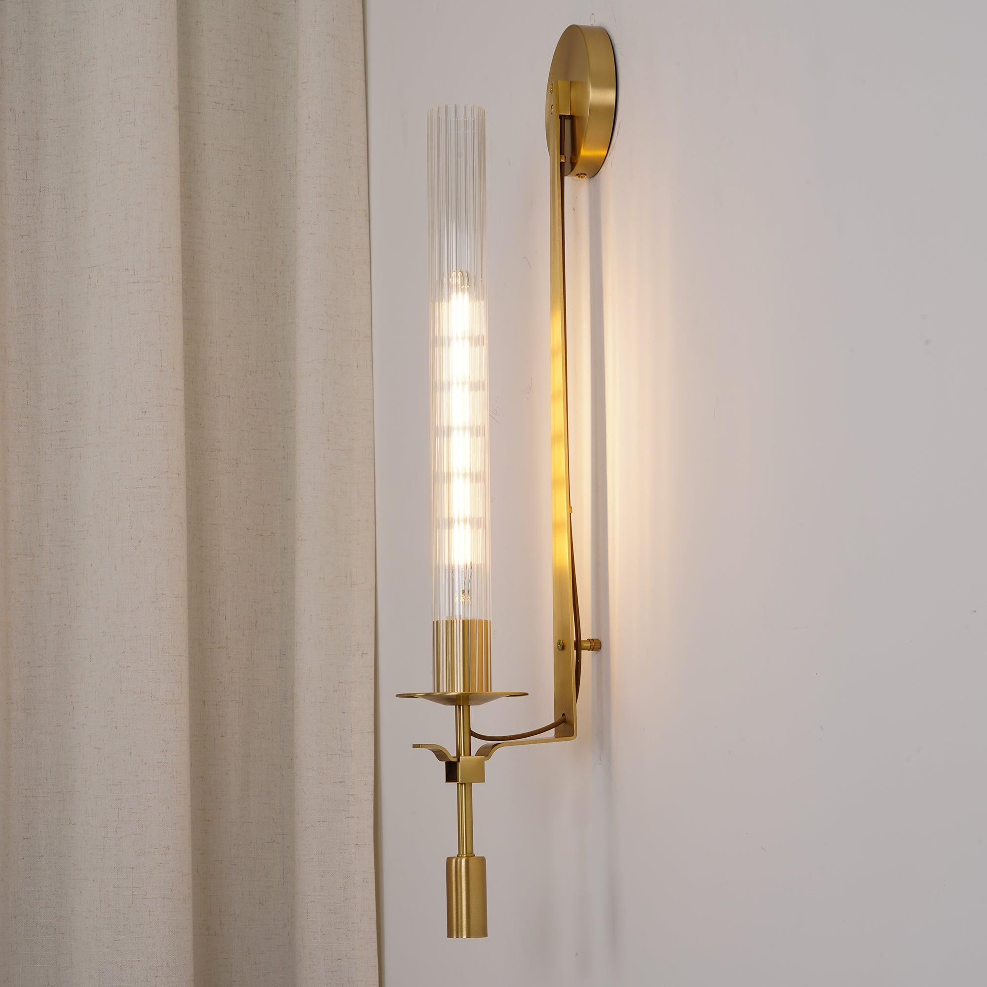 Lustra Applique Murale Laiton Minimaliste Verre Cannelé