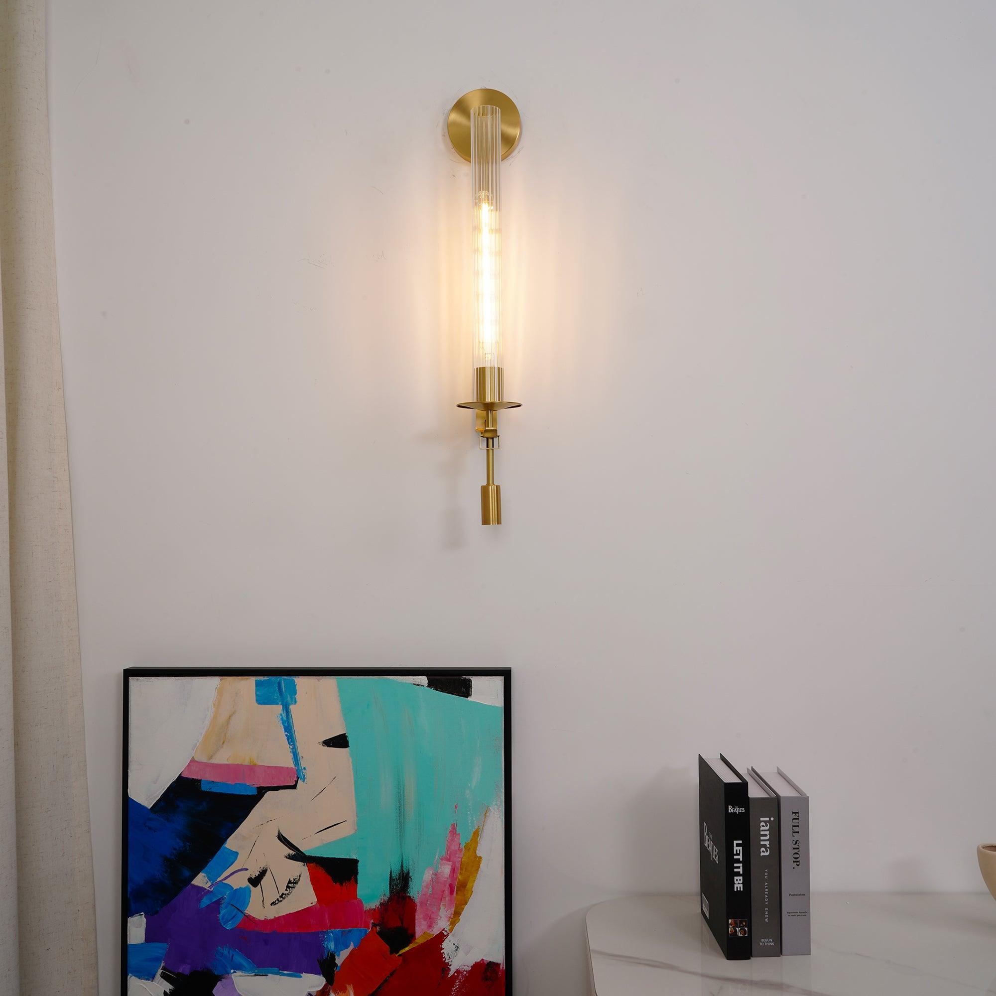 Lustra Applique Murale Laiton Minimaliste Verre Cannelé