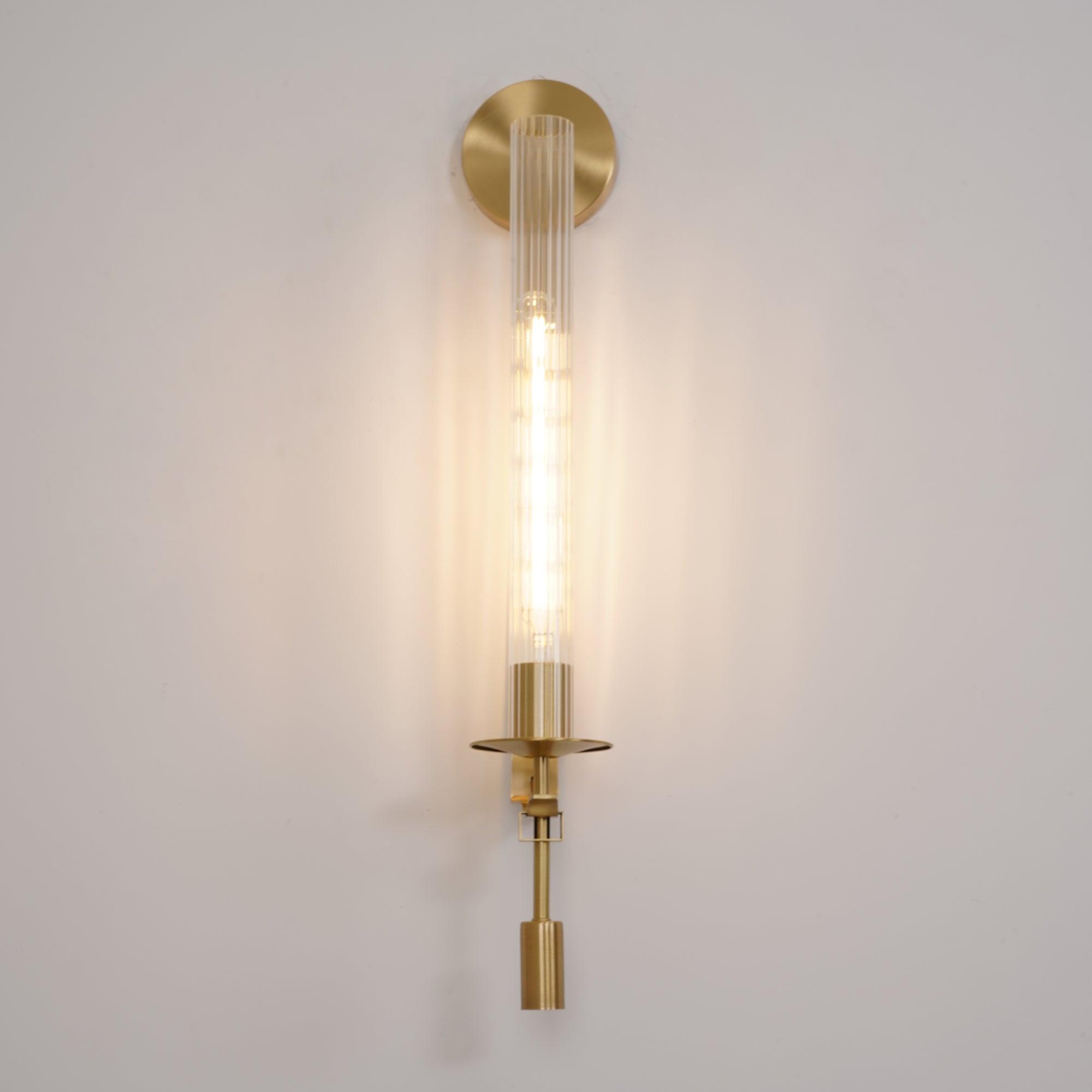 Ceshaisra French Classicism Plug-in Brass Glass Wall Lamp