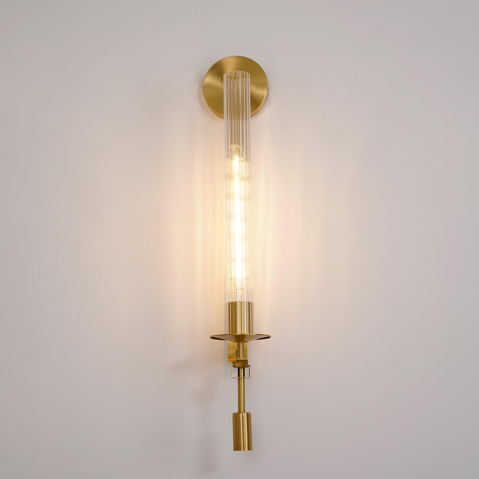 Ceshaisra French Classicism Plug-in Brass Glass Wall Lamp