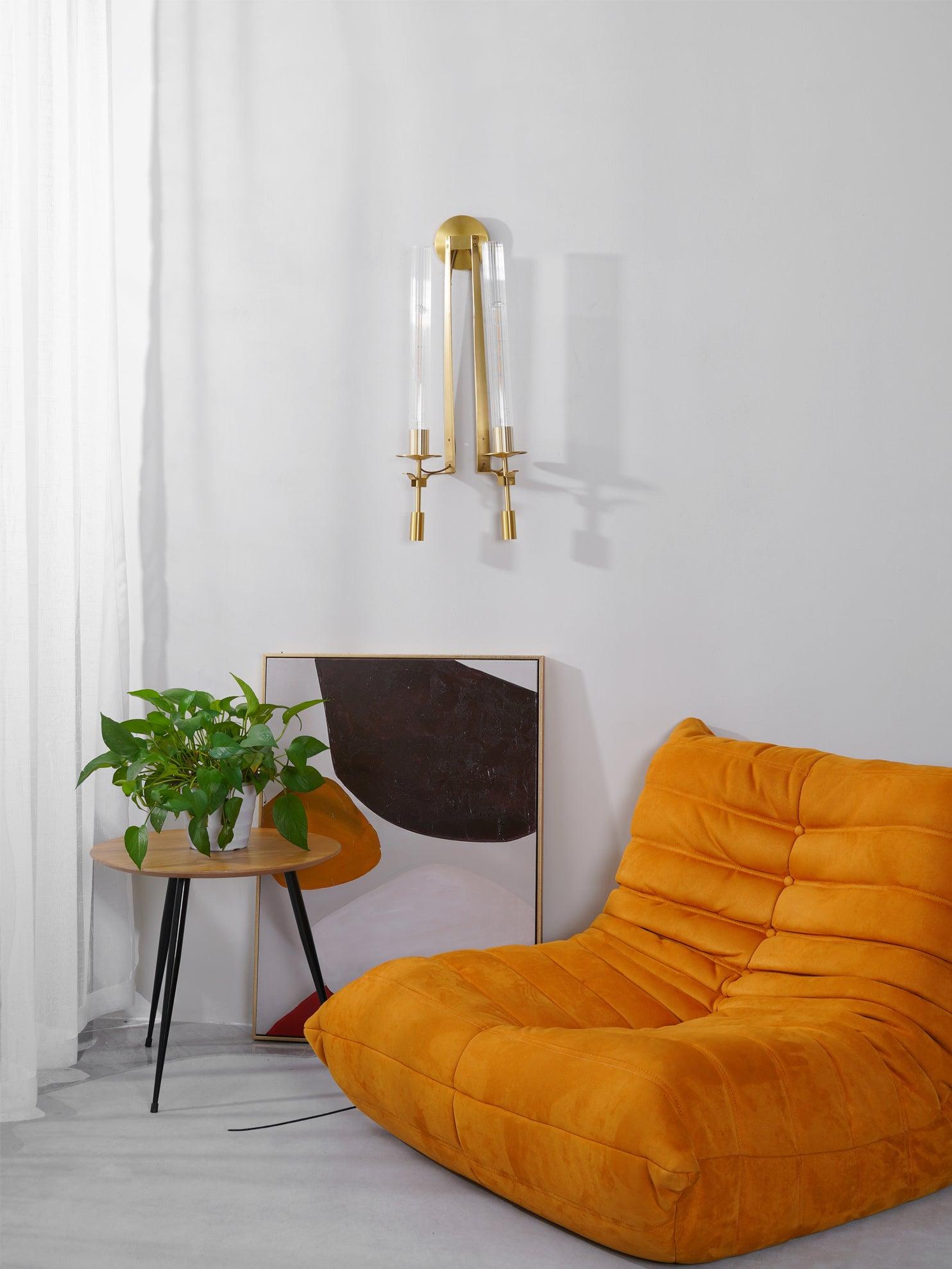 Lustra Applique Murale Laiton Minimaliste Verre Cannelé