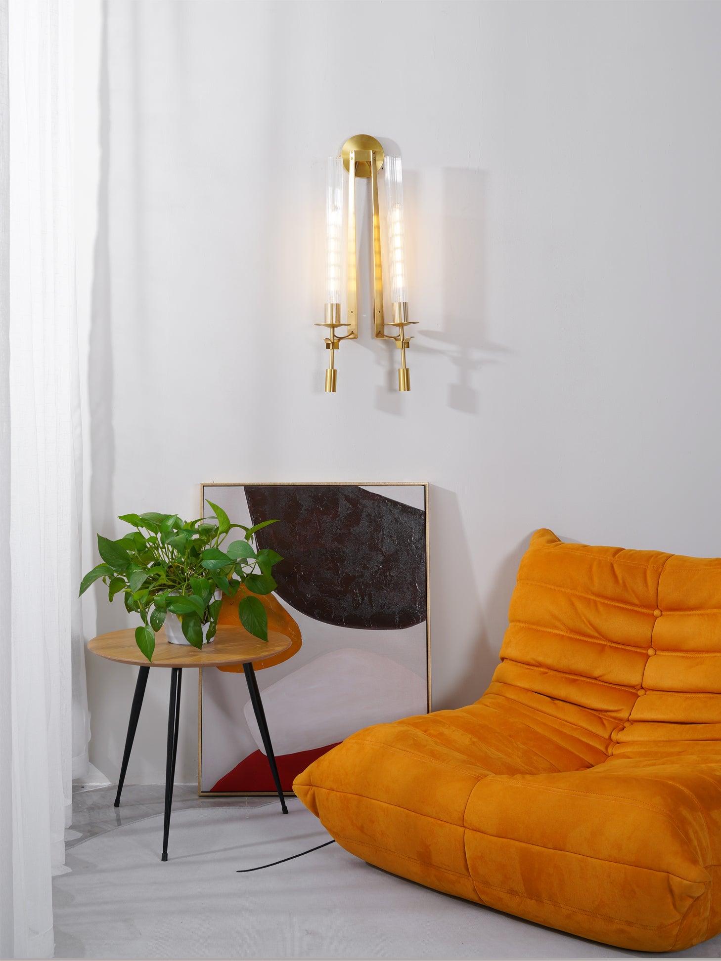 Lustra Applique Murale Laiton Minimaliste Verre Cannelé
