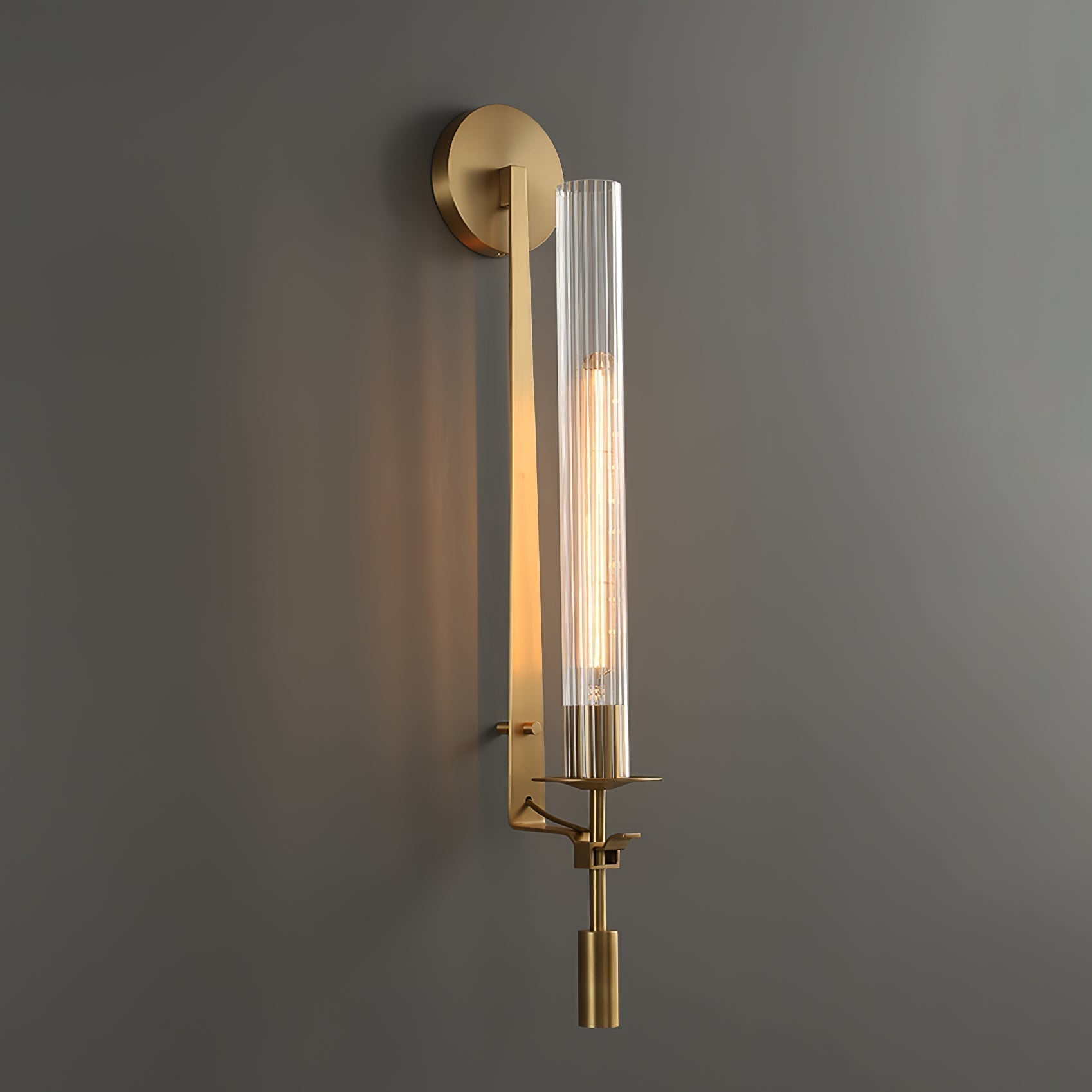 Lustra Applique Murale Laiton Minimaliste Verre Cannelé
