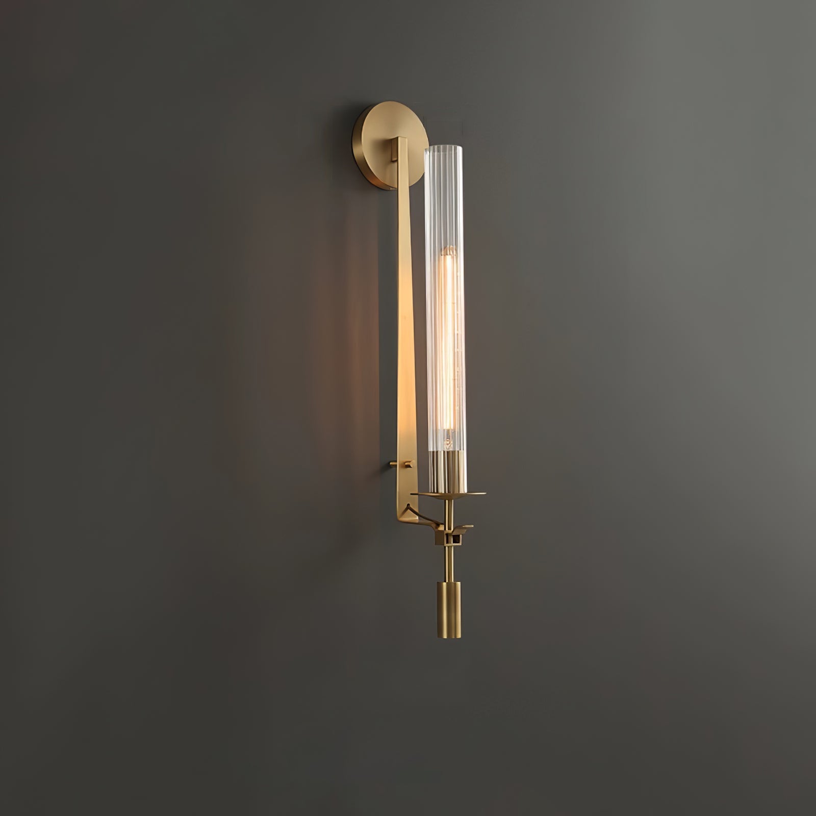 Lustra Applique Murale Laiton Minimaliste Verre Cannelé