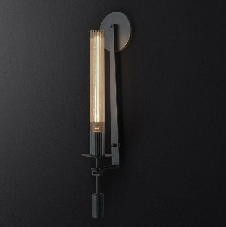 Lustra Applique Murale Laiton Minimaliste Verre Cannelé