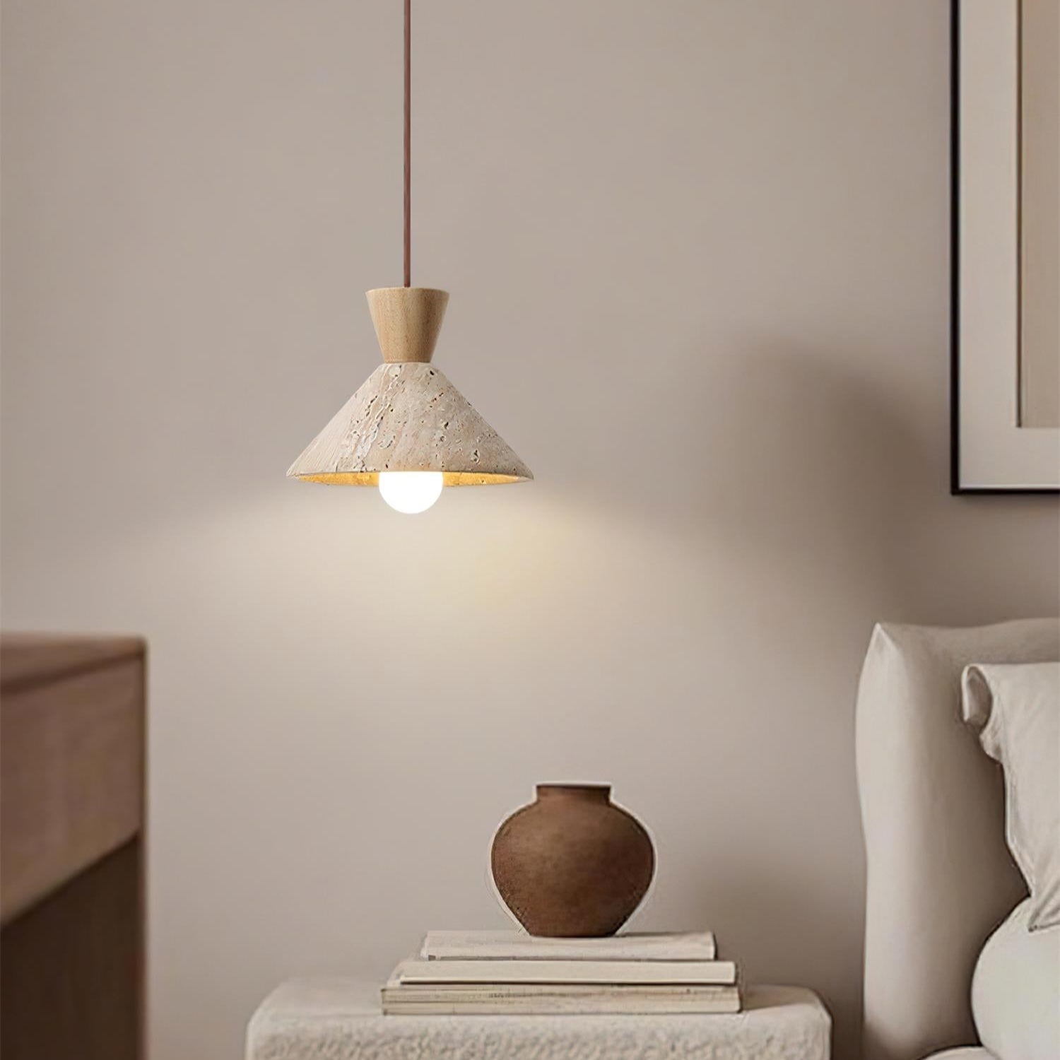 Ritta Suspension Travertin Forme Chapeau