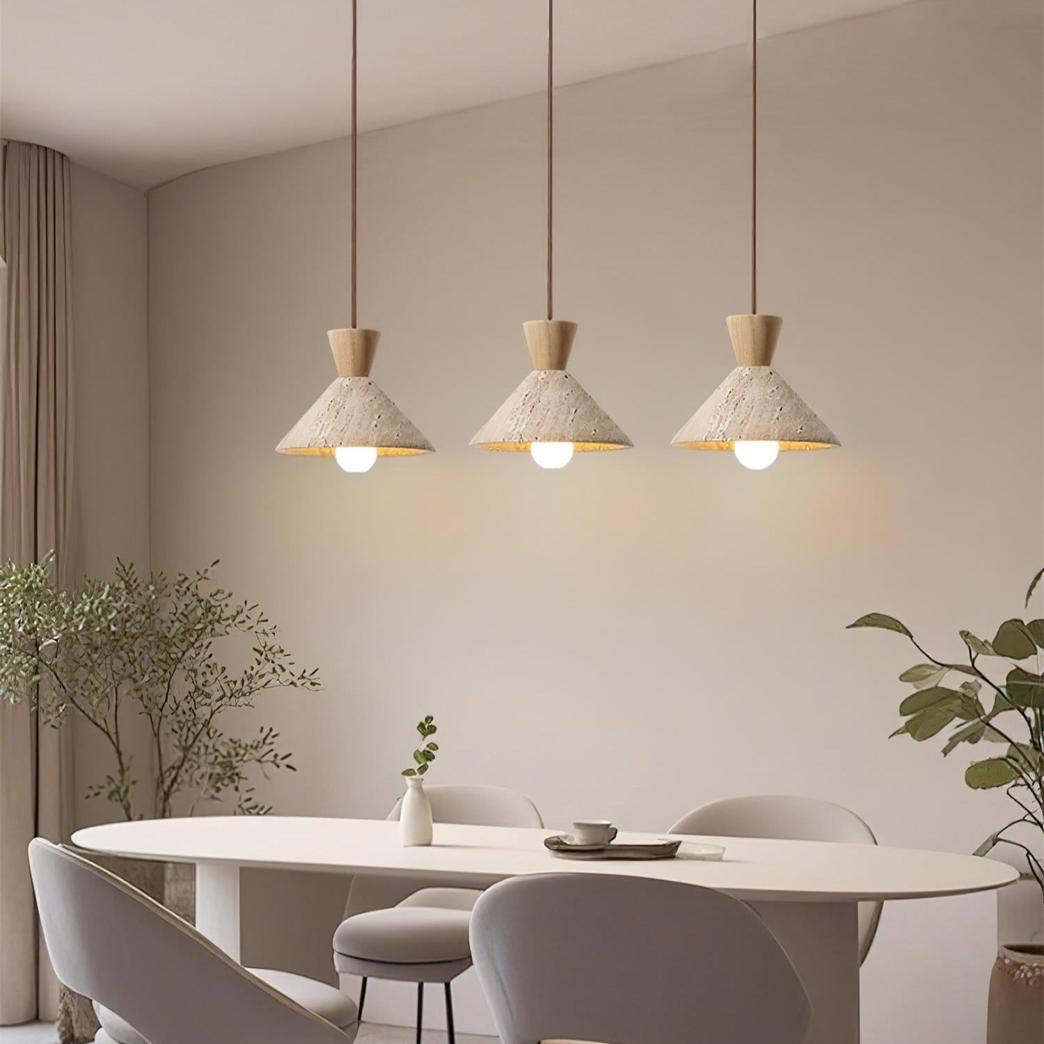 Ritta Suspension Travertin Forme Chapeau