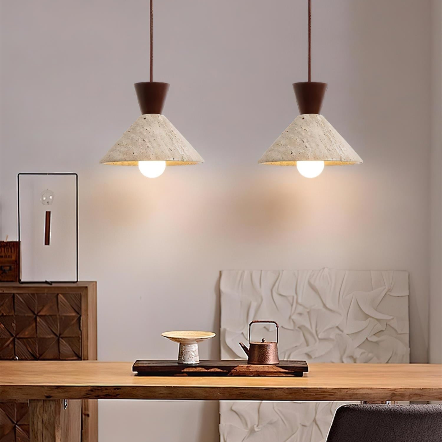 Ritta Suspension Travertin Forme Chapeau