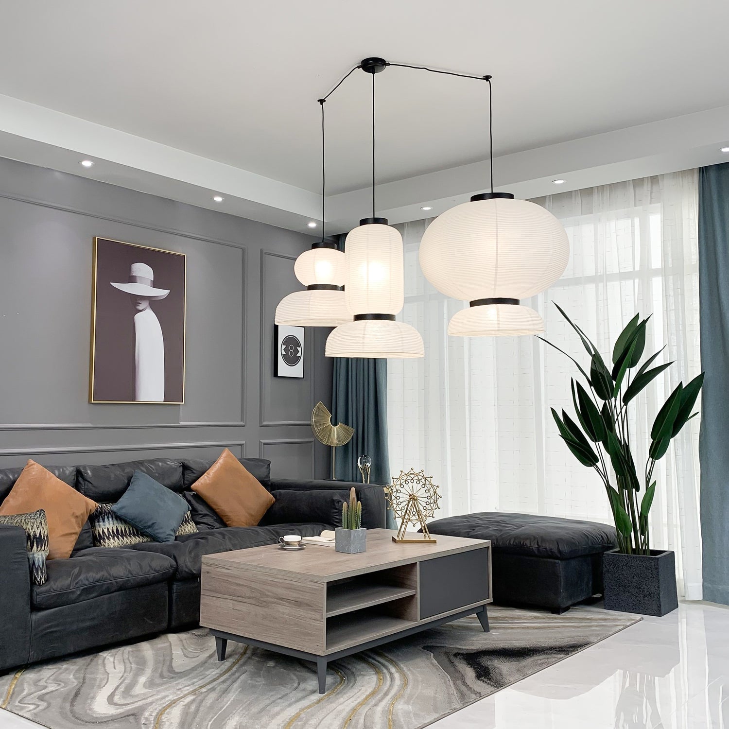 Tessire Lampe Suspendue Scandinave en Papier