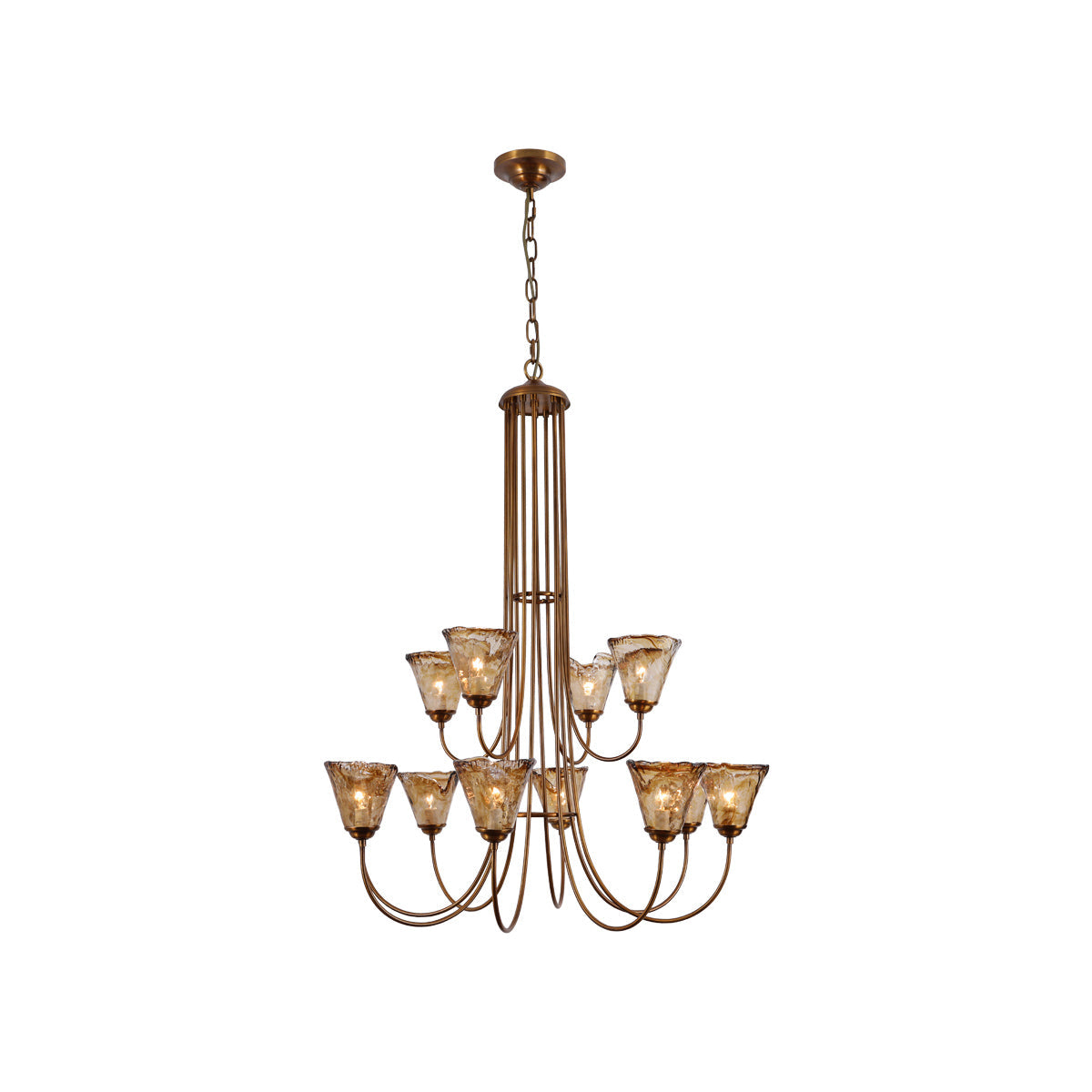 Ilsilis Lustre Métal Laiton Ambre Vintage Industriel