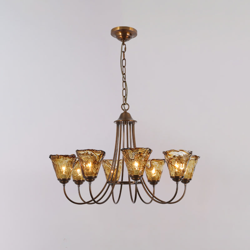 Ilsilis Lustre Métal Laiton Ambre Vintage Industriel