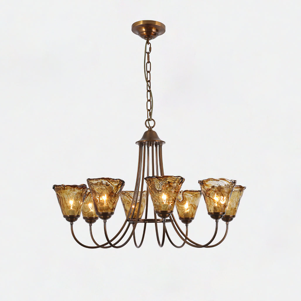 Ilsilis Lustre Métal Laiton Ambre Vintage Industriel