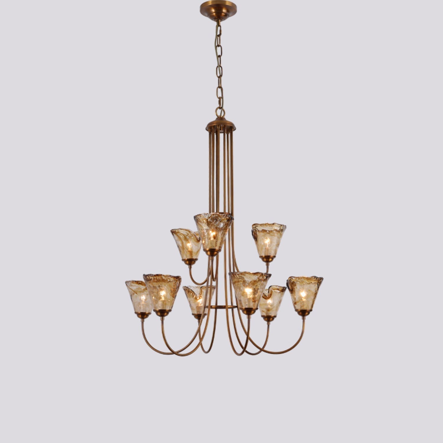 Ilsilis Lustre Métal Laiton Ambre Vintage Industriel