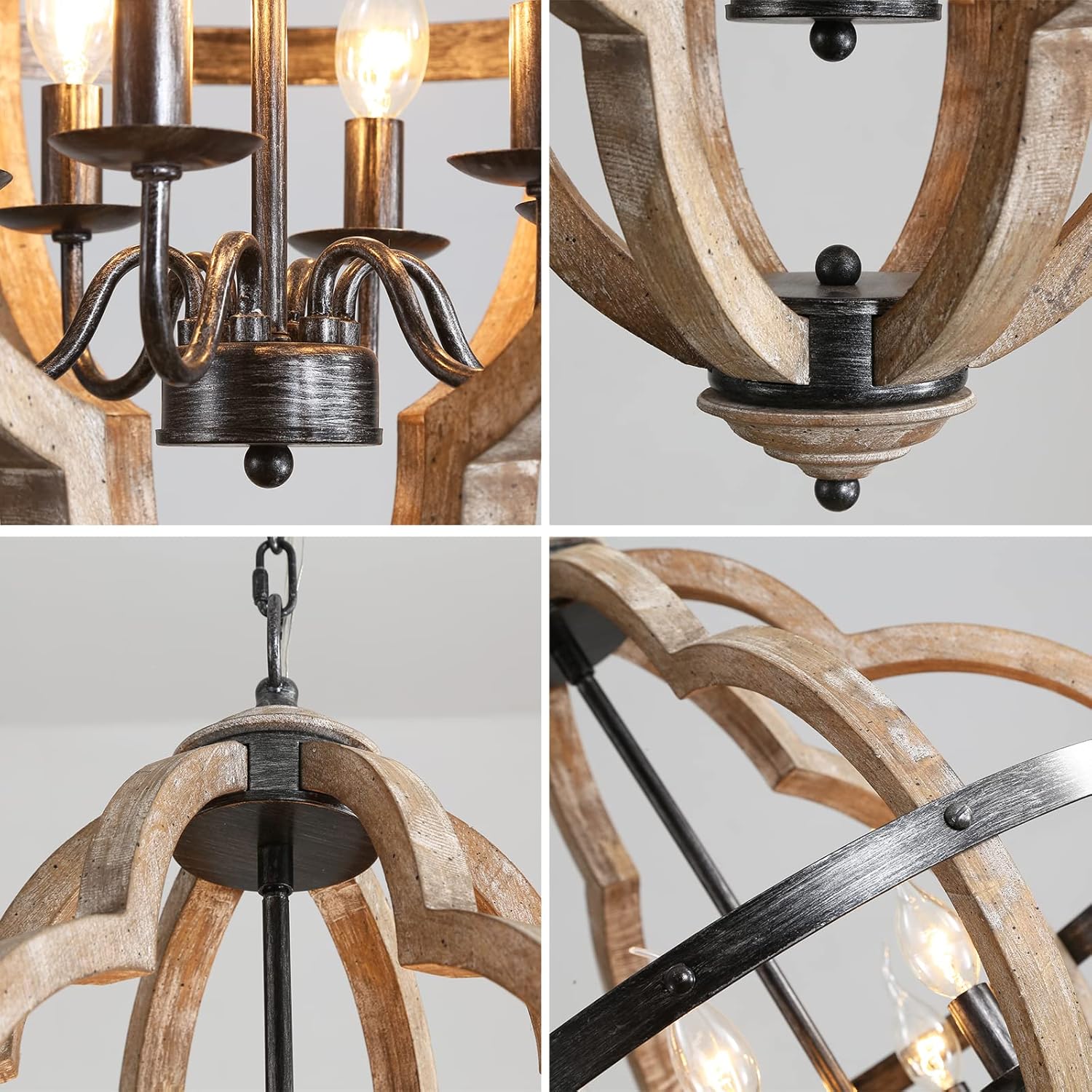 Cilorora Suspension Vintage Industrielle Bois Métal