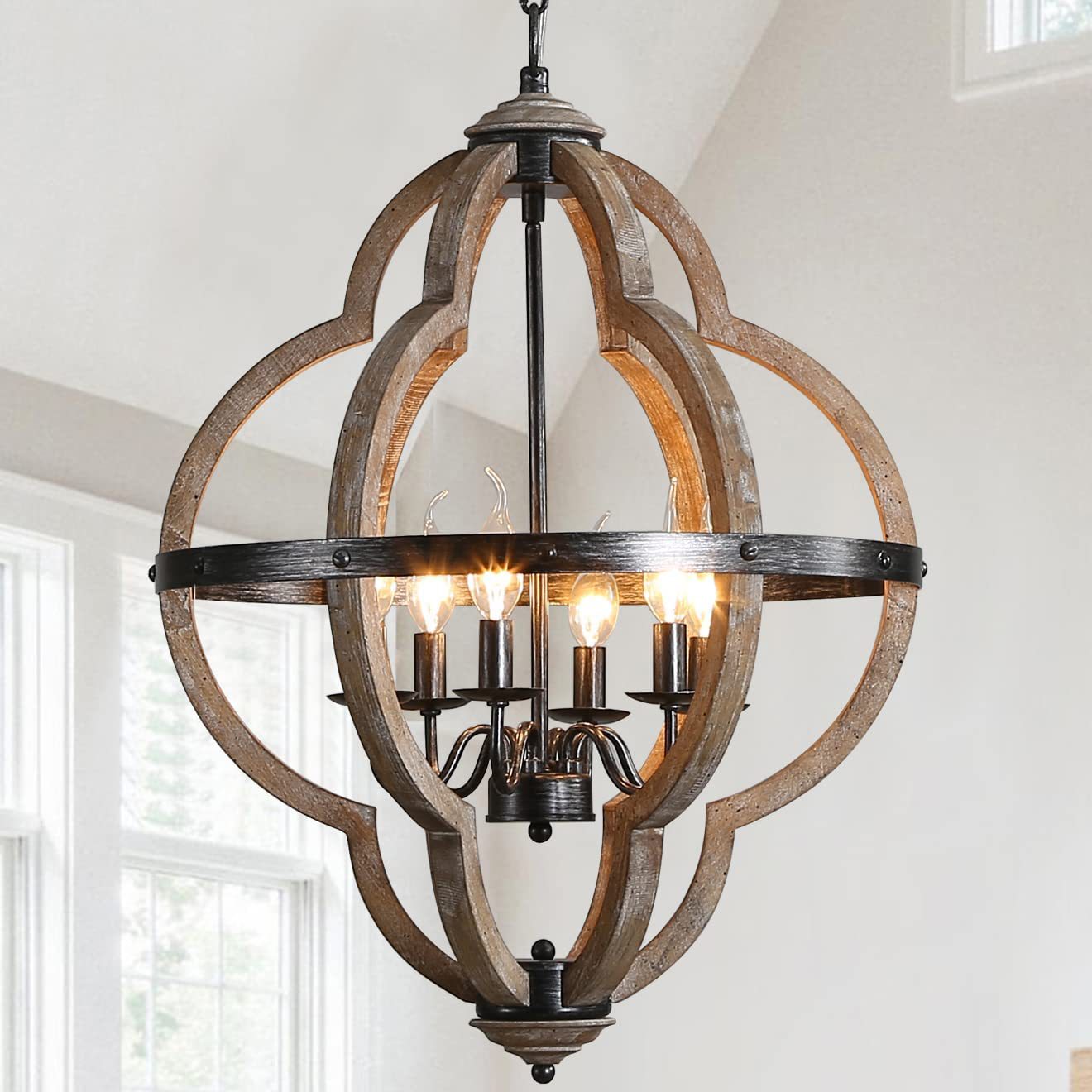 Cilorora Suspension Vintage Industrielle Bois Métal