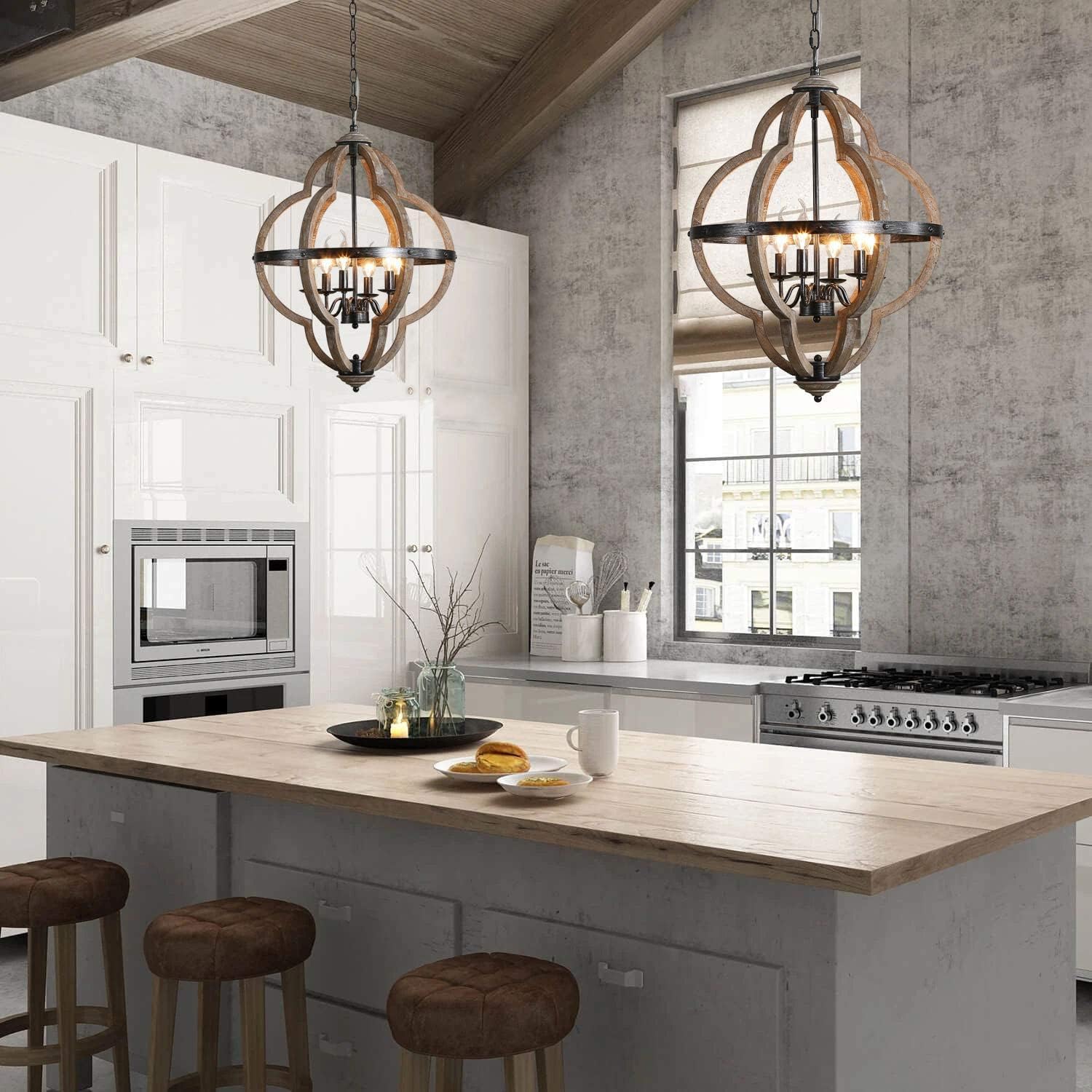 Cilorora Suspension Vintage Industrielle Bois Métal