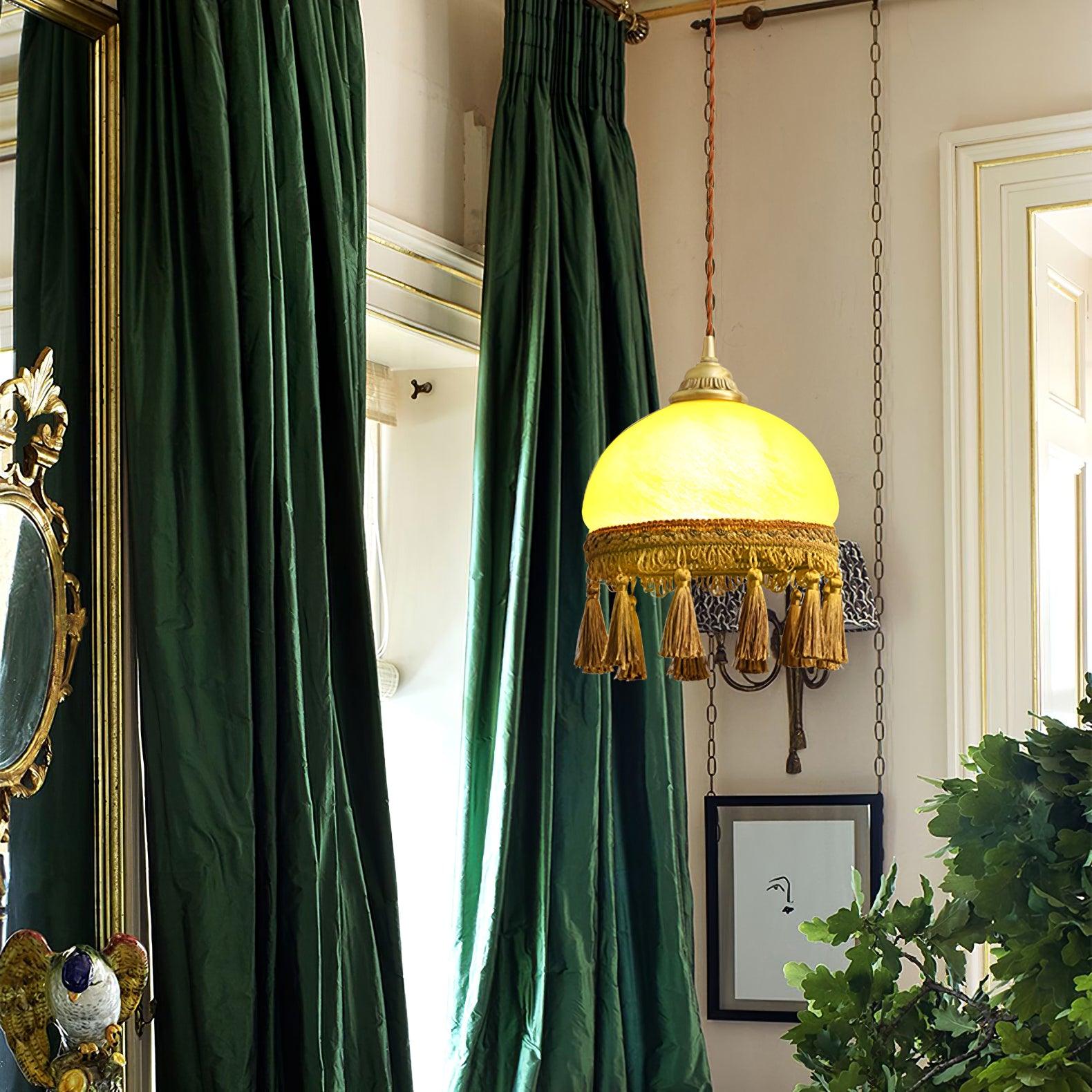 Sycaran Suspension en Tissu avec Franges et Guirlande