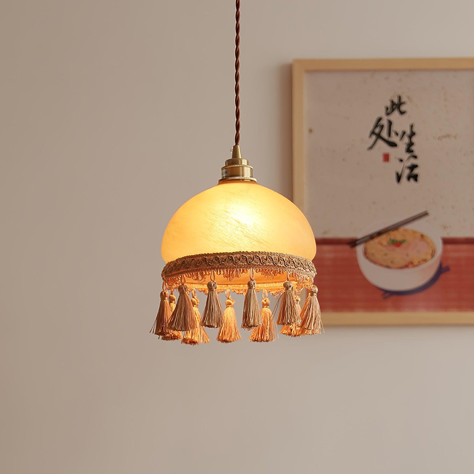 Fringe Suspension en Laiton avec Franges