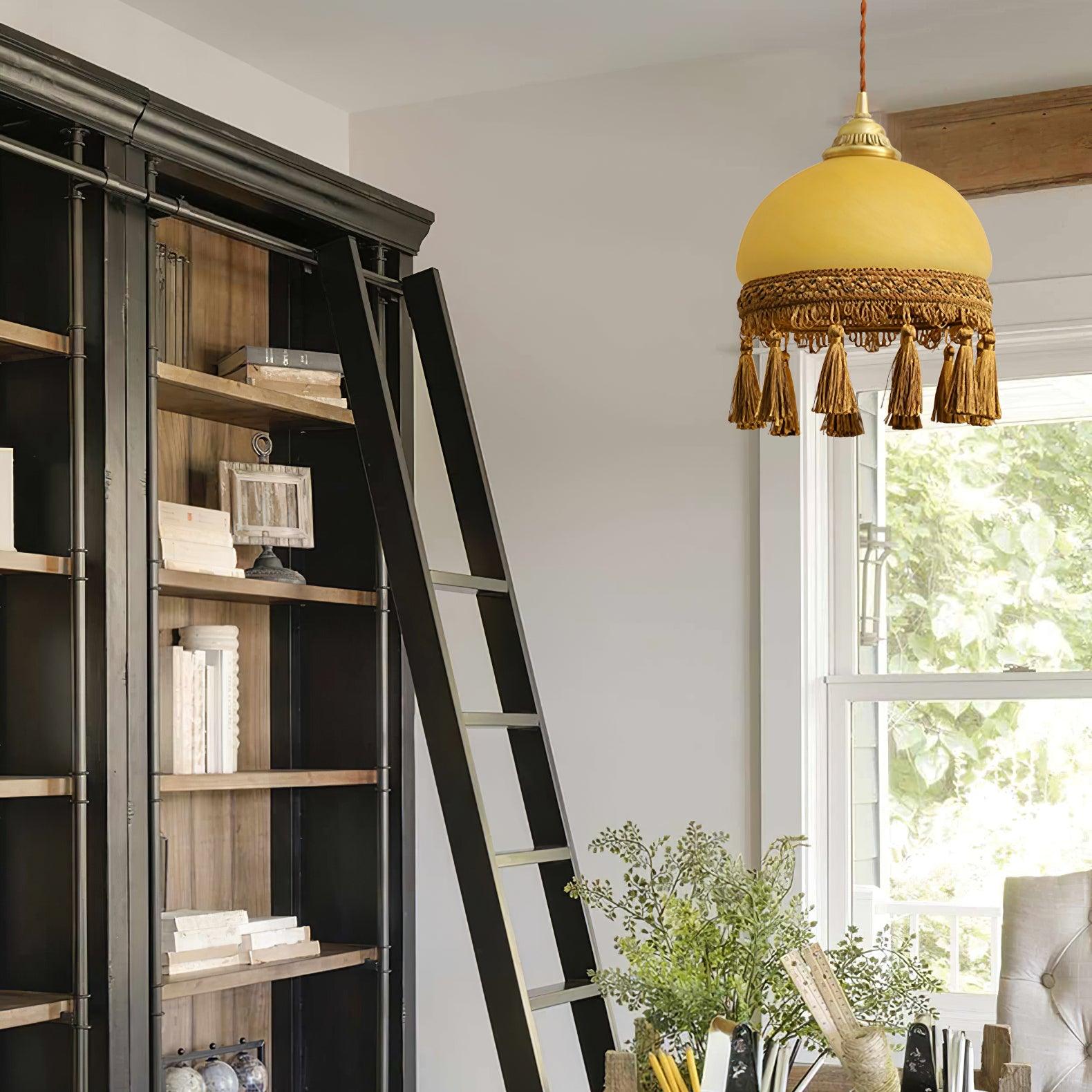 Fringe Suspension en Laiton avec Franges