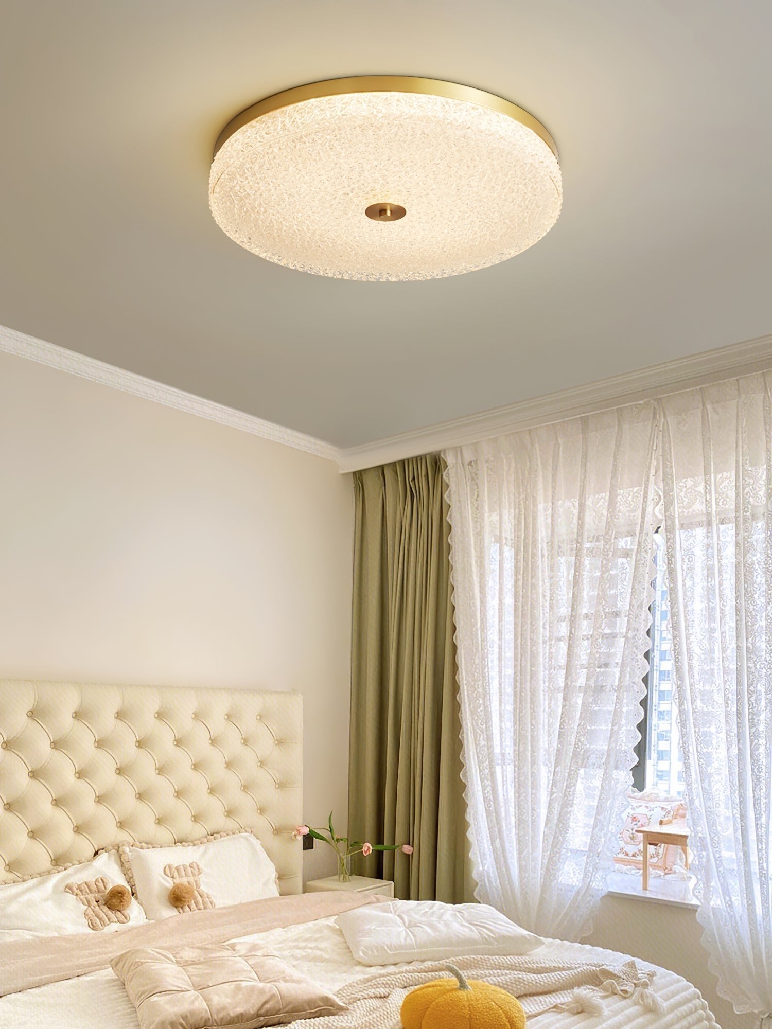 Solara Lumière de Plafond en Verre Givré Texturé Minimaliste