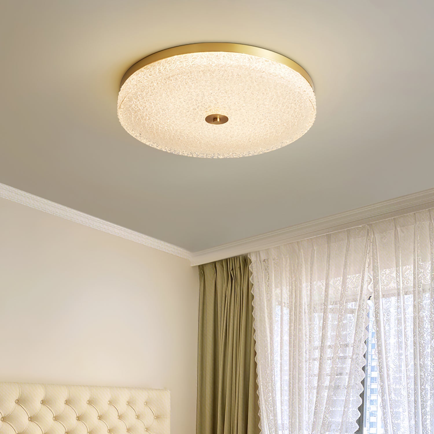 Solara Lumière de Plafond en Verre Givré Texturé Minimaliste