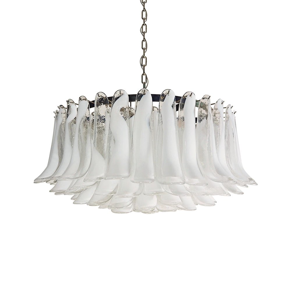 Aurora Lustre Pétale en Verre de Murano Blanc Élégant