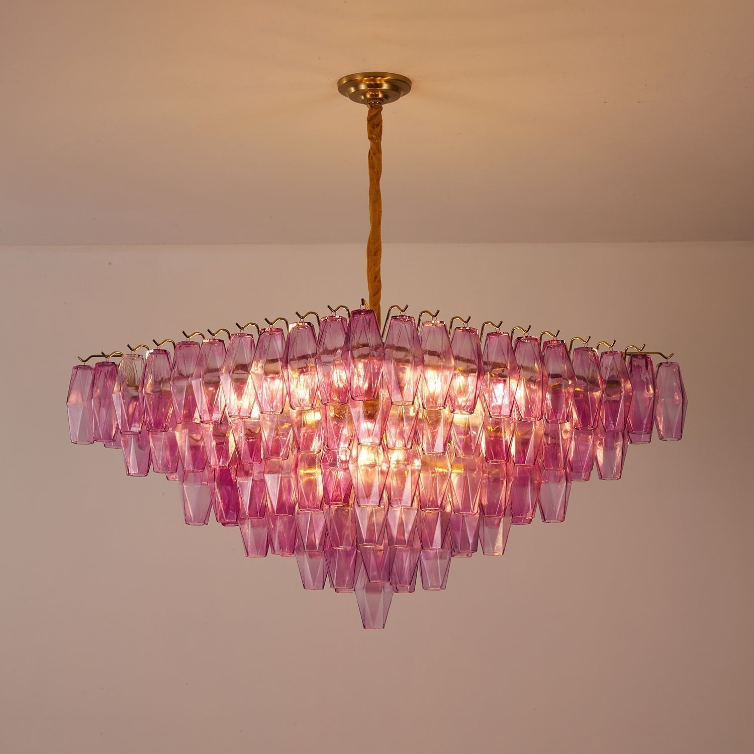Aurora Lustre Fuchsia Prisme Inversé Pyramide