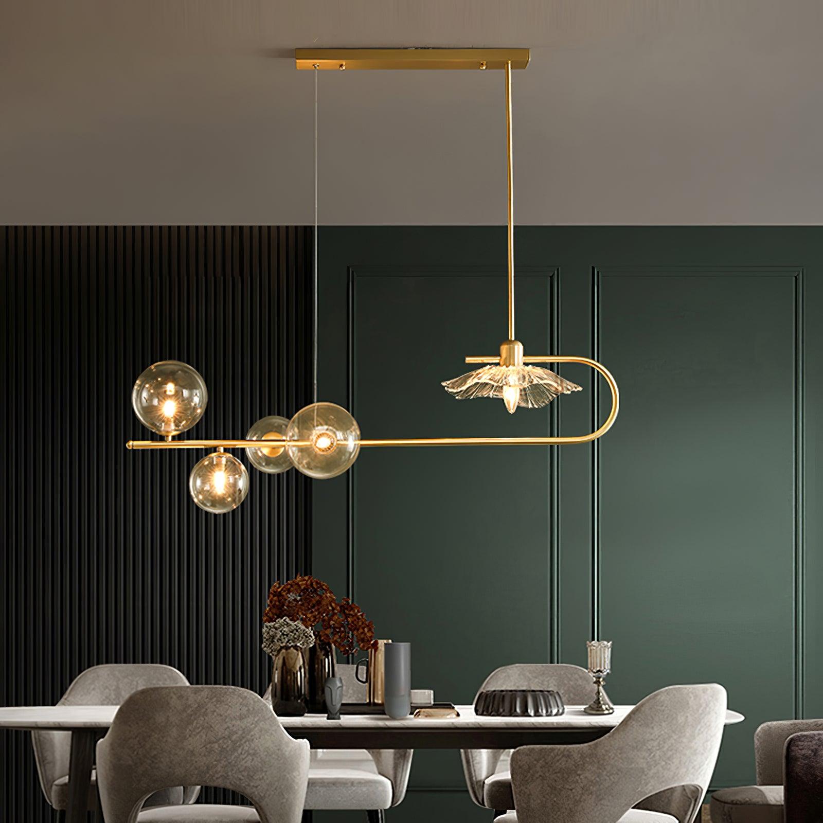 Lustra Suspension en Verre Doré Laiton