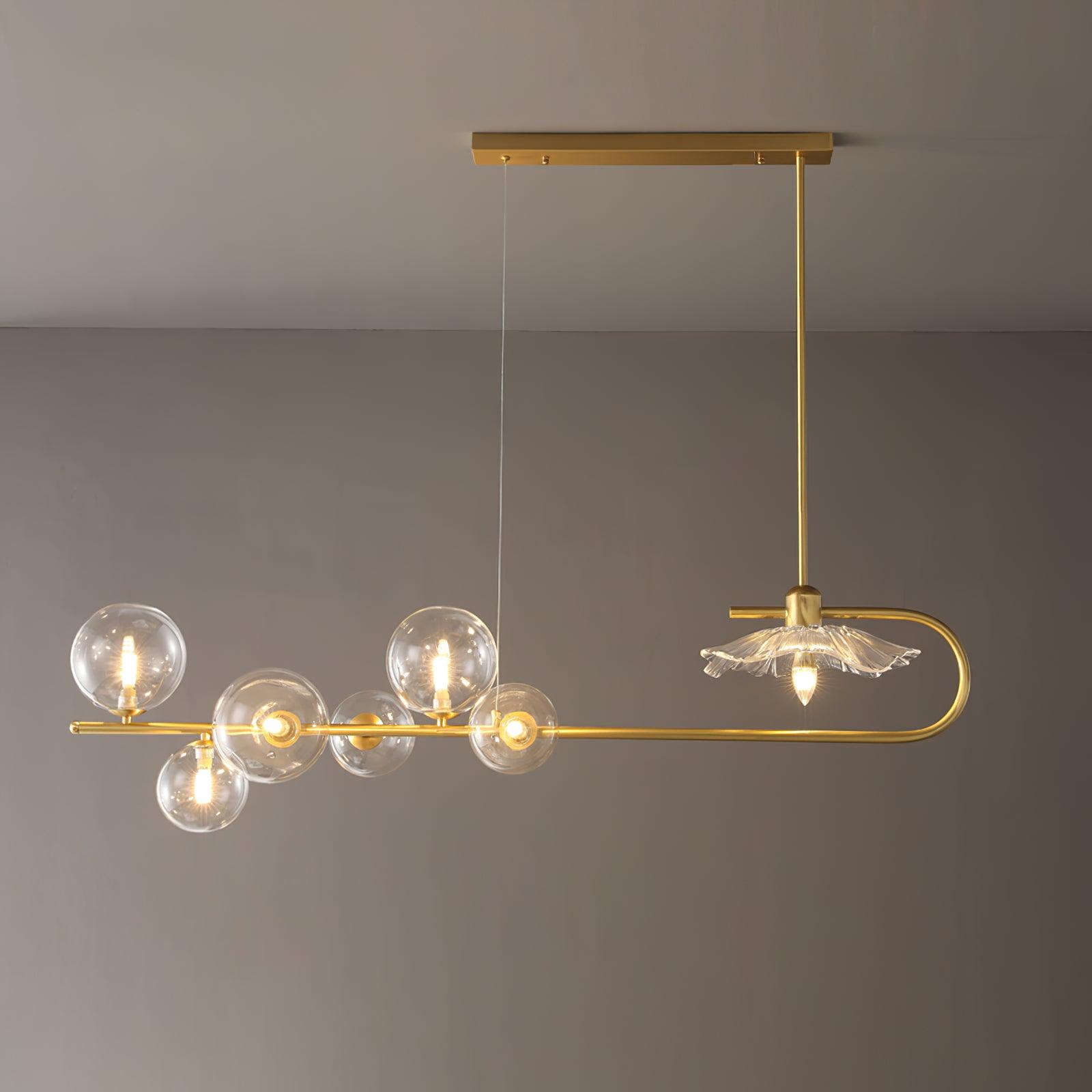 Lustra Suspension en Verre Doré Laiton
