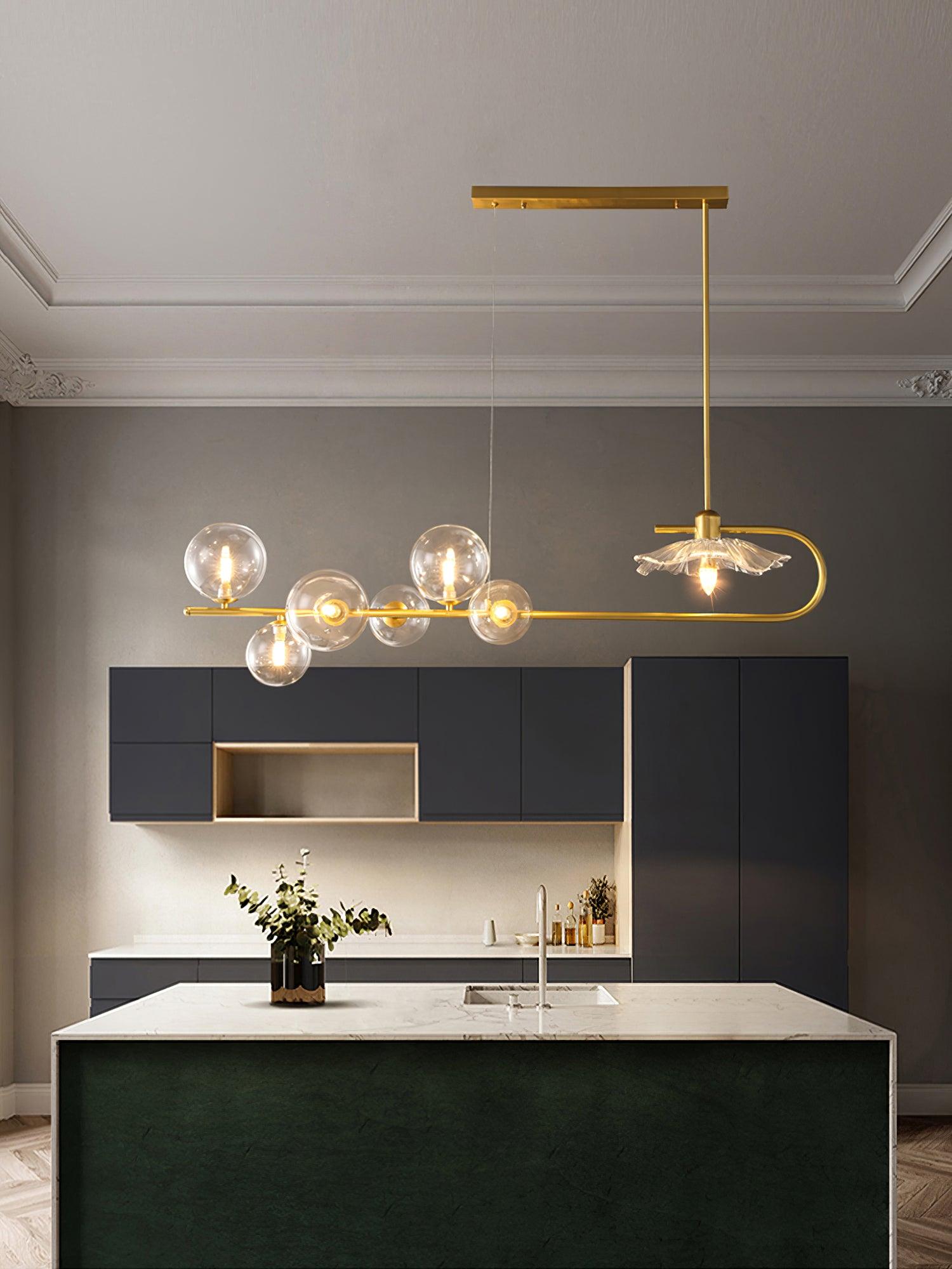 Lustra Suspension en Verre Doré Laiton