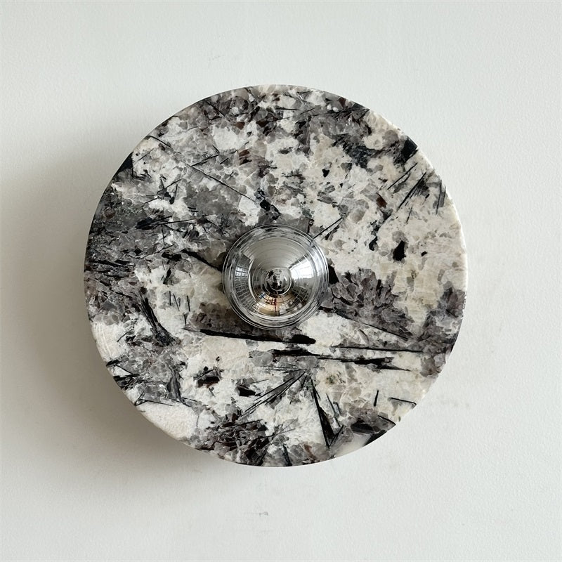 Zeno Applique Murale Ronde en Chrome, Marbre et Métal Style Minimaliste Moderne