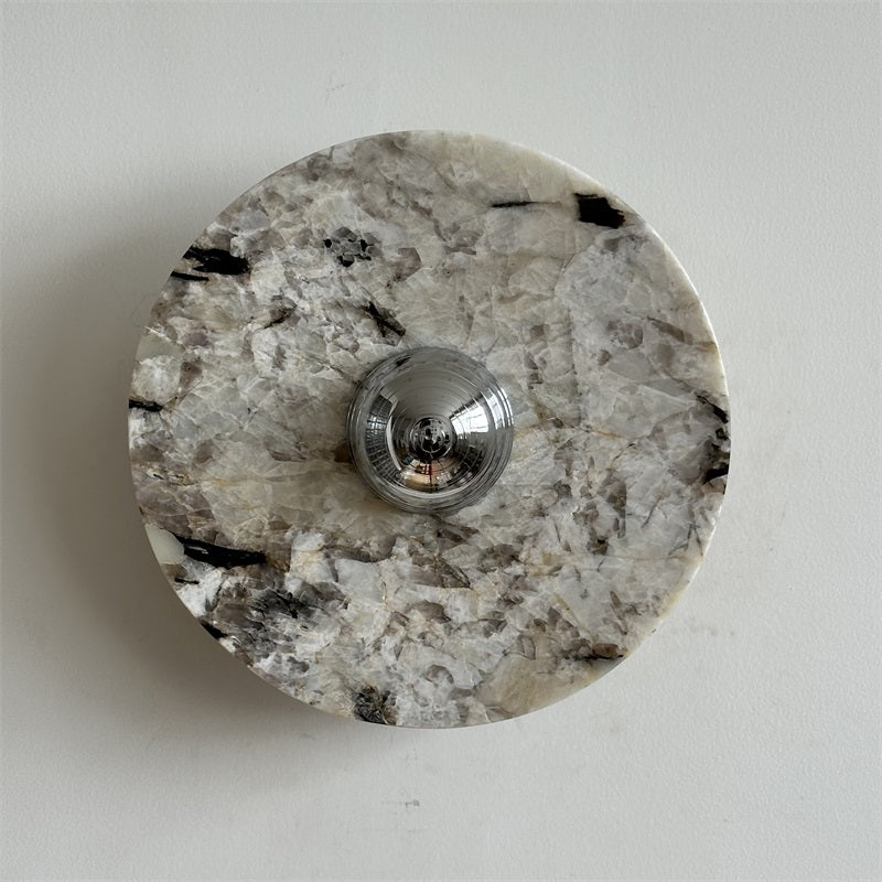 Zeno Applique Murale Ronde en Chrome, Marbre et Métal Style Minimaliste Moderne