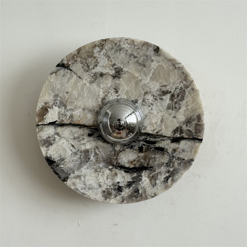 Zeno Applique Murale Ronde en Chrome, Marbre et Métal Style Minimaliste Moderne