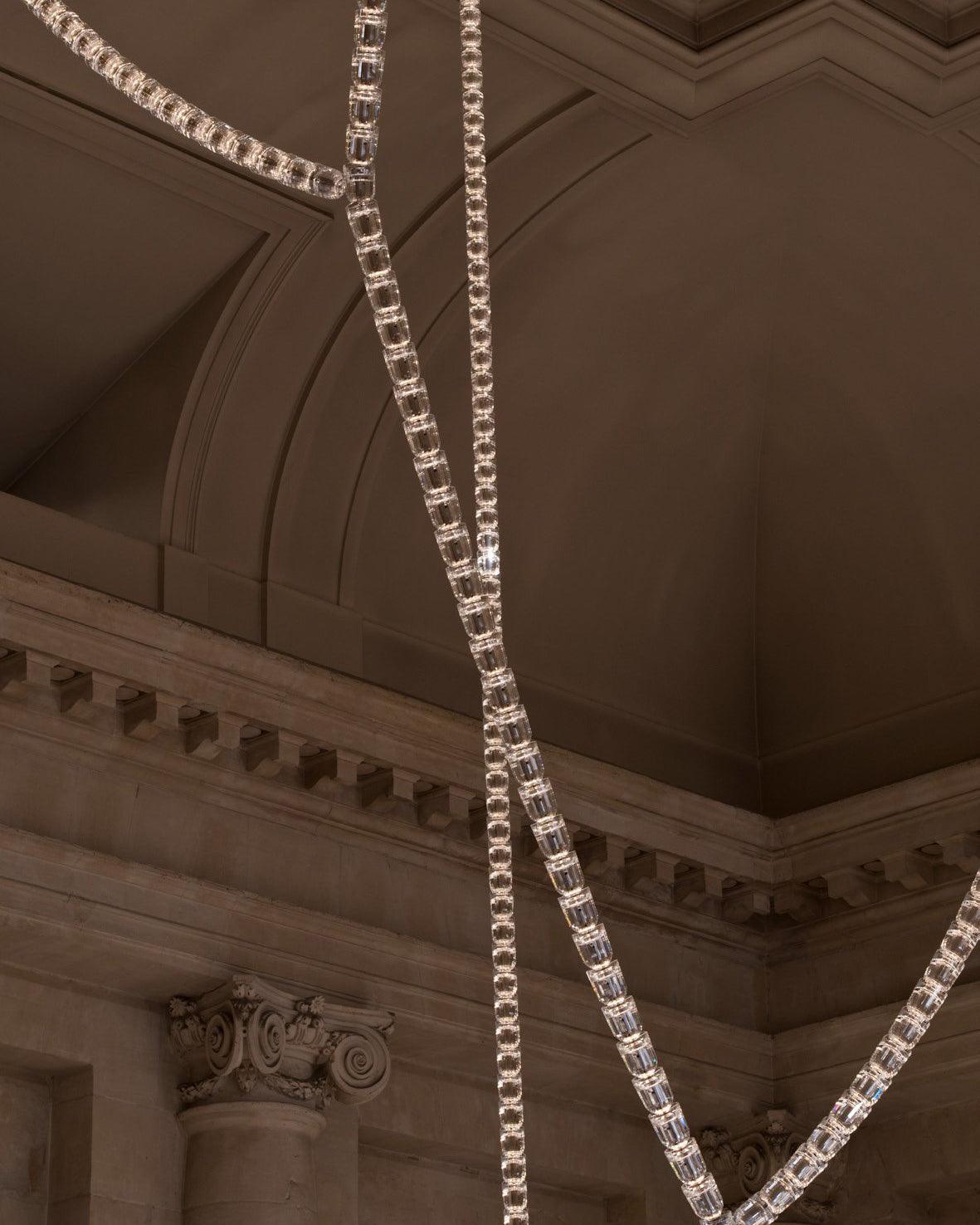 Lustra Lustre Chrome Cristal Entrelacé Lignes