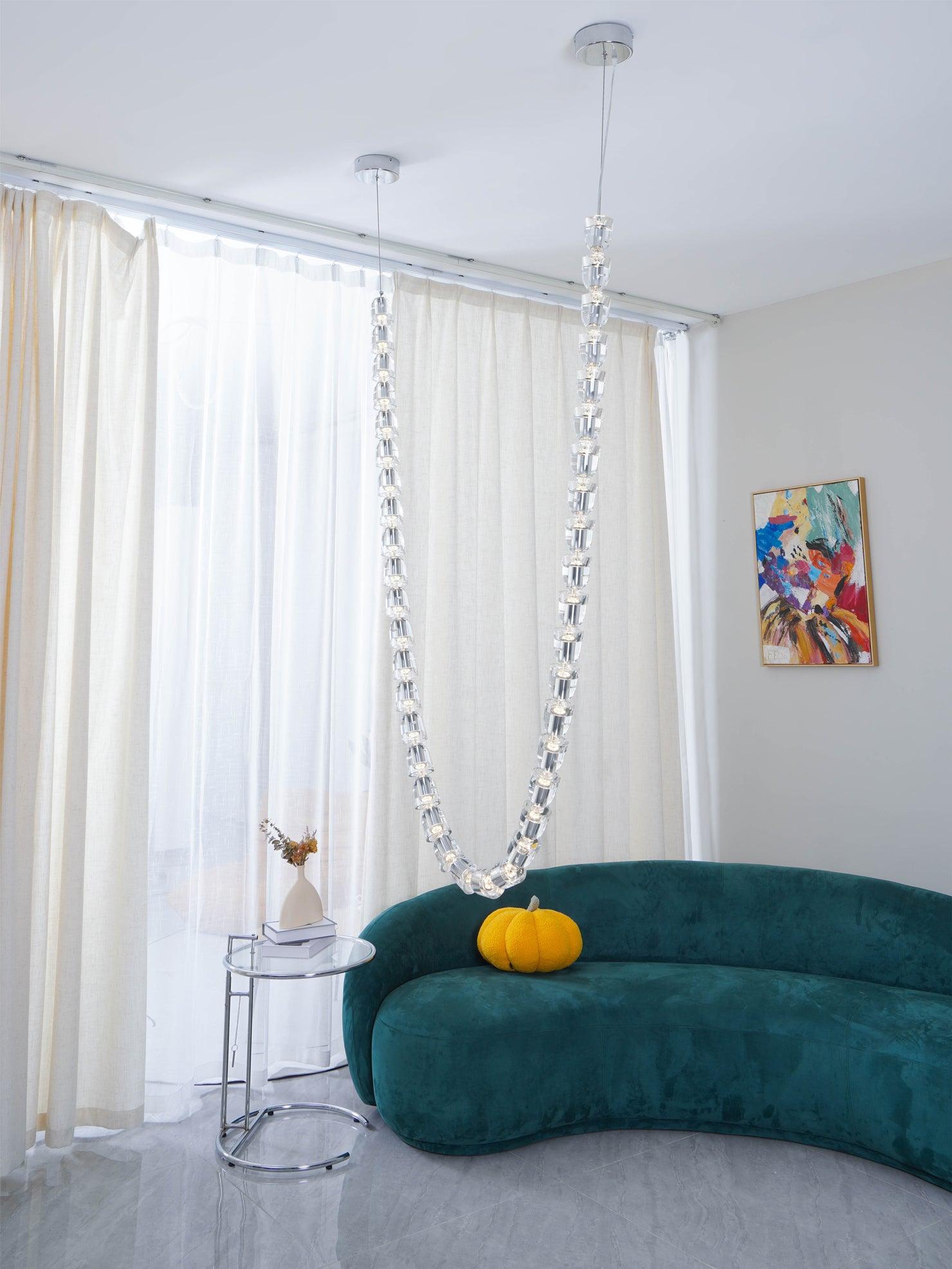 Lustra Lustre Chrome Cristal Entrelacé Lignes