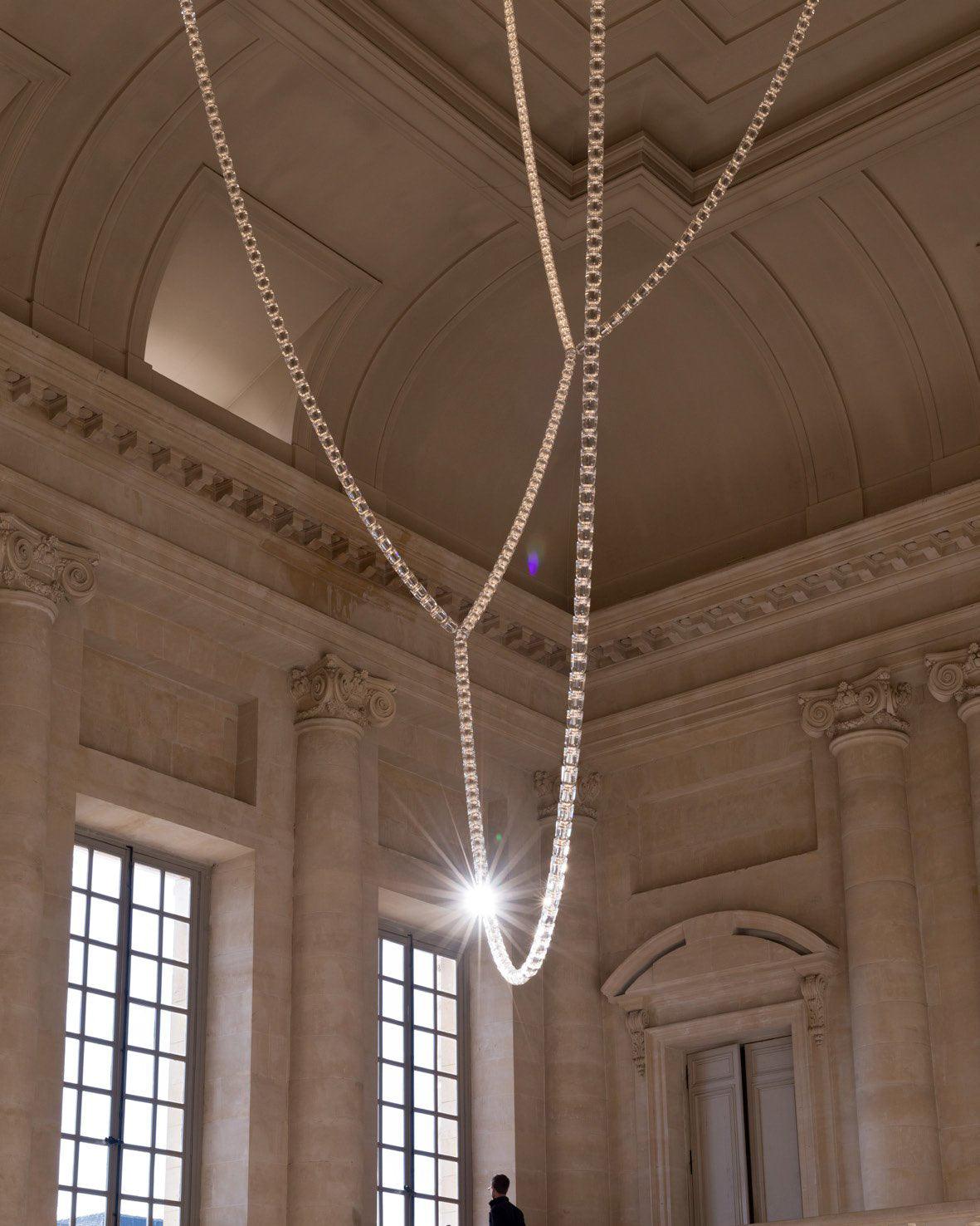 Lustra Lustre Chrome Cristal Entrelacé Lignes