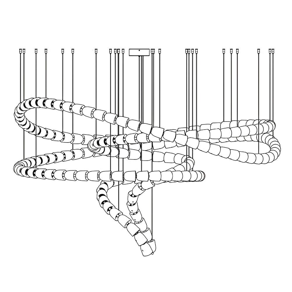 Lustra Lustre Chrome Cristal Entrelacé Lignes