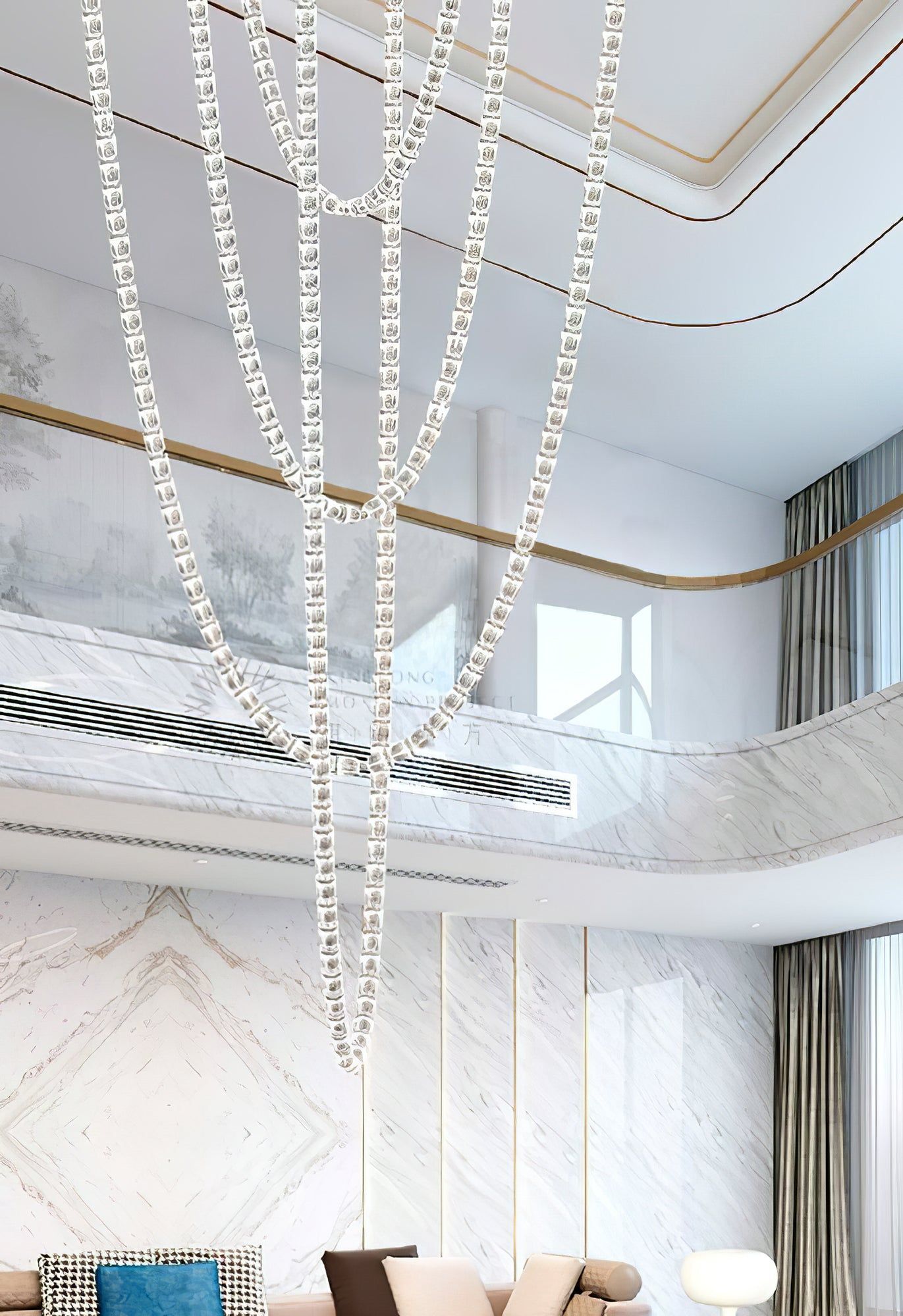 Lustra Lustre Cristal Doré LED 3-Lignes