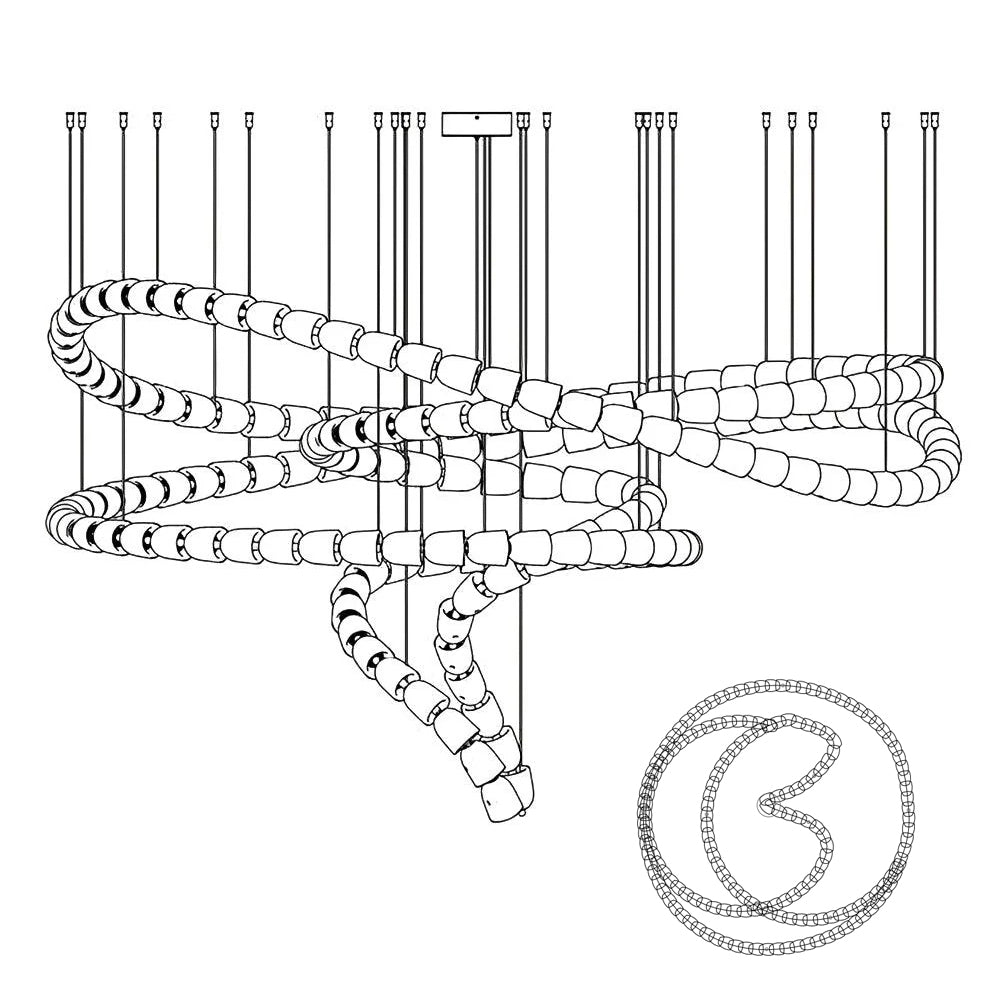 Lustra Lustre Chrome Cristal Entrelacé Lignes