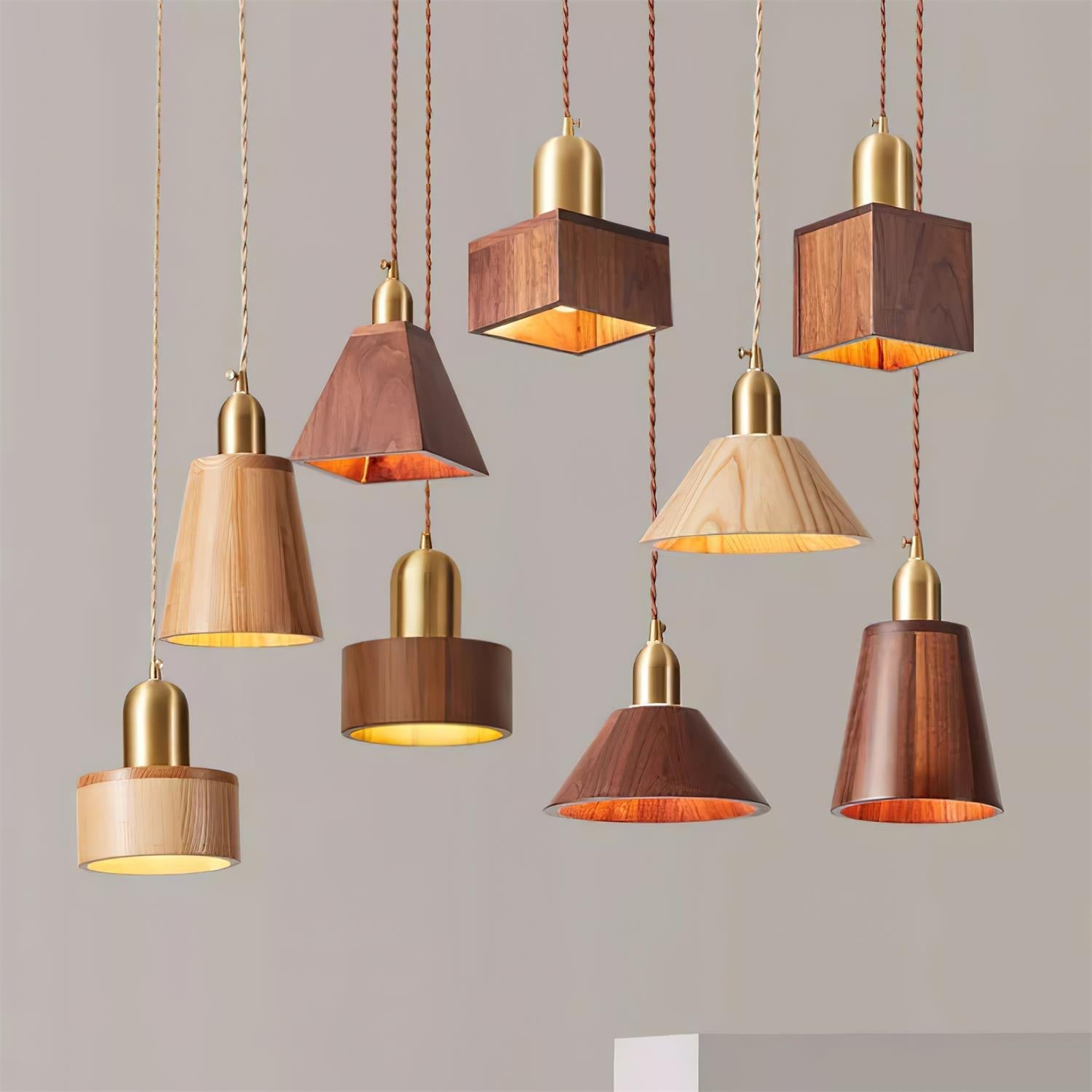 Emberin Suspension en bois de formes assorties en bois massif et laiton