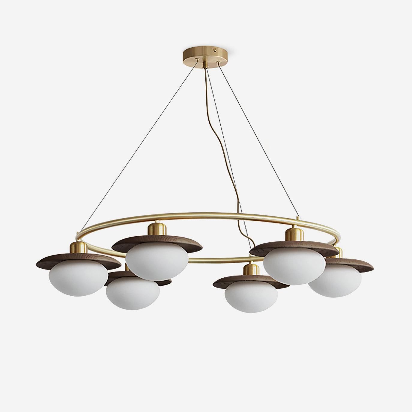 Gama Lustre Cuivre Bois Rond Vintage