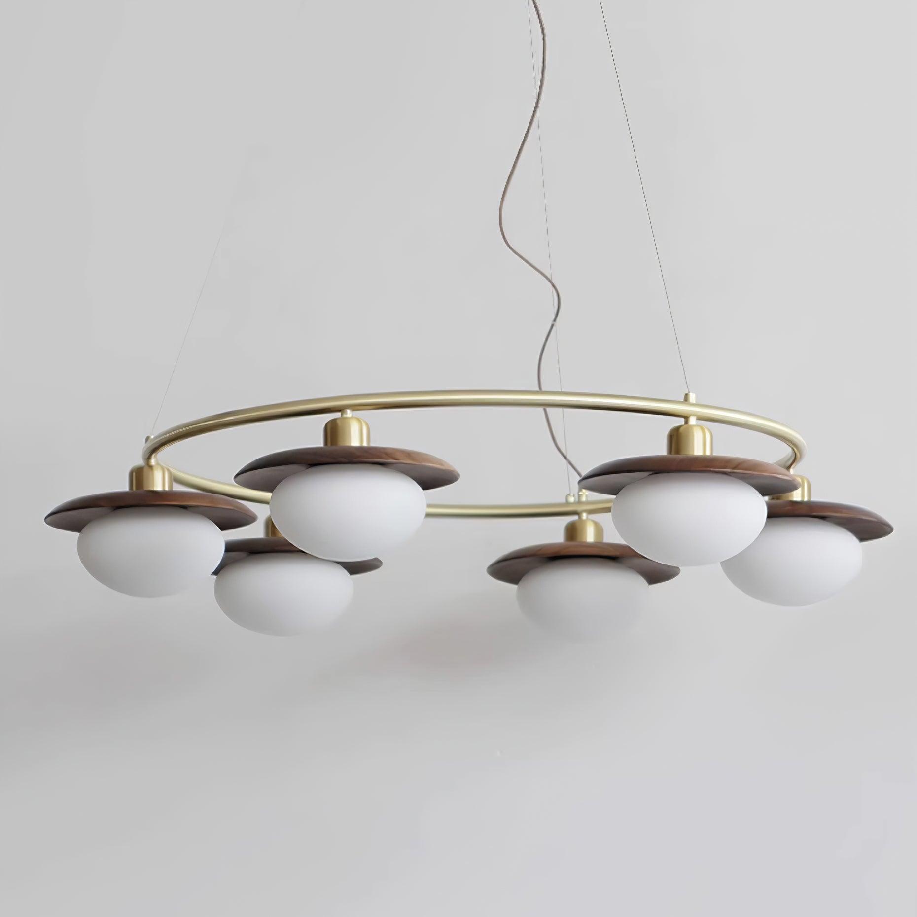 Gama Lustre Cuivre Bois Rond Vintage