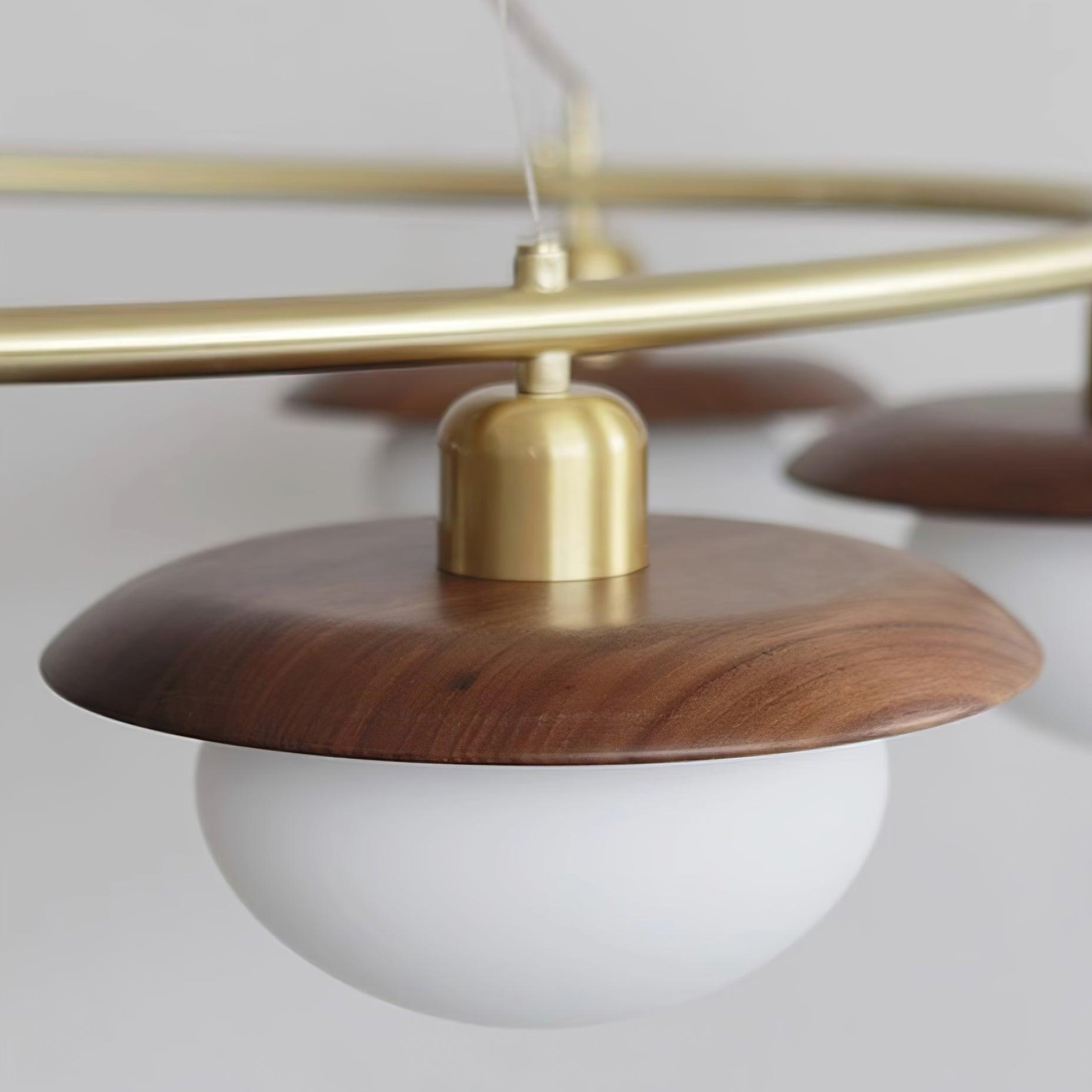 Gama Lustre Cuivre Bois Rond Vintage
