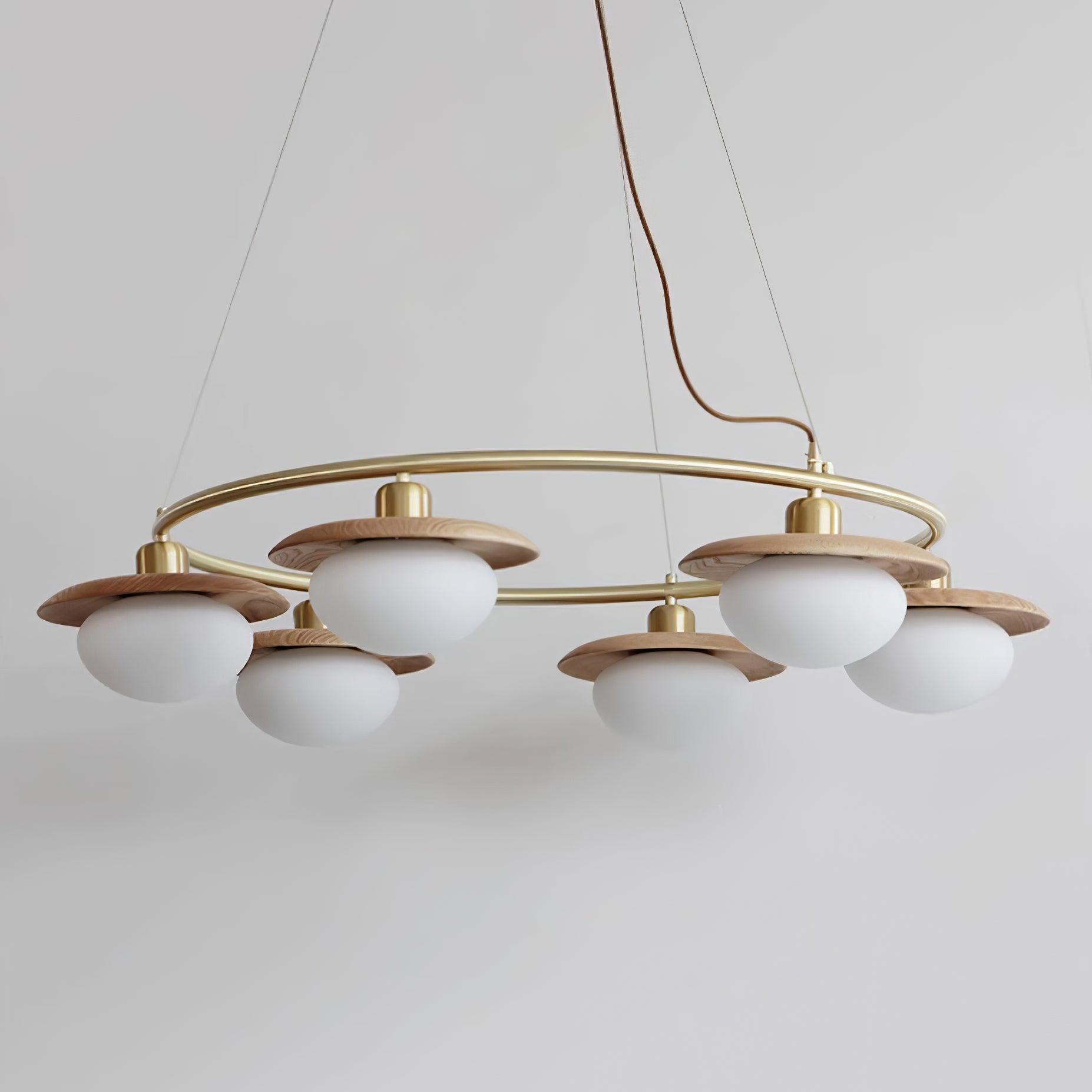 Gama Lustre Cuivre Bois Rond Vintage
