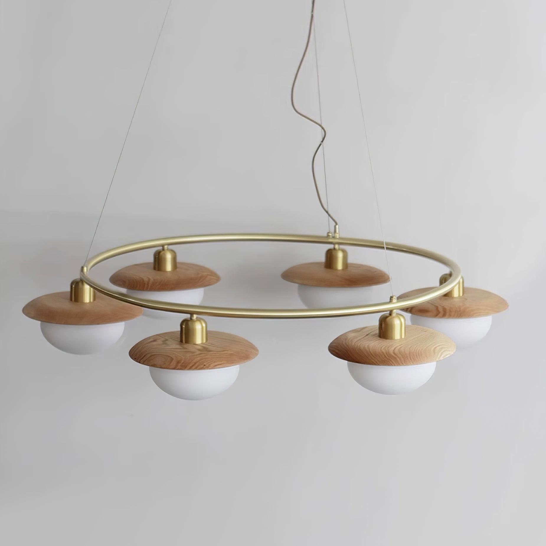 Gama Lustre Cuivre Bois Rond Vintage